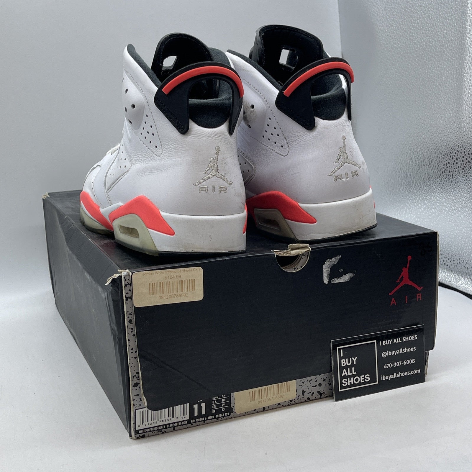 Size 11 - Air Jordan 6 Retro 2014 White Infrared Pink Leather (384664-123)