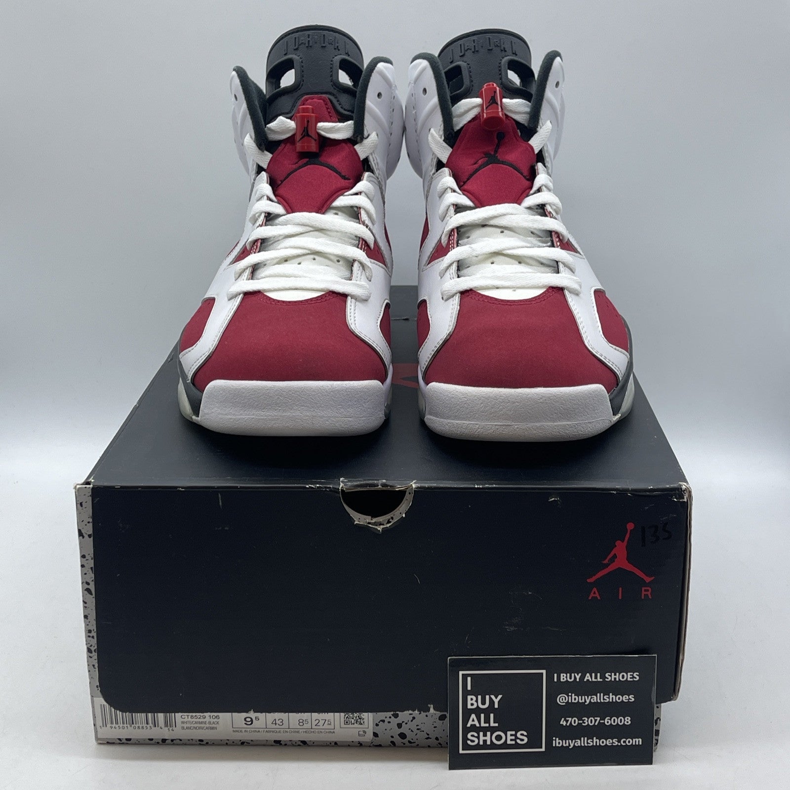 Size 9.5 - Jordan 6 Retro OG Mid Carmine Suede Leather Red White  (CT8529-106)