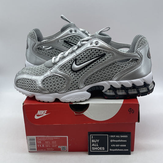 Size 10 - New Nike Zoom Spiridon Caged 2 Metallic Silver 2024 Authentic Low