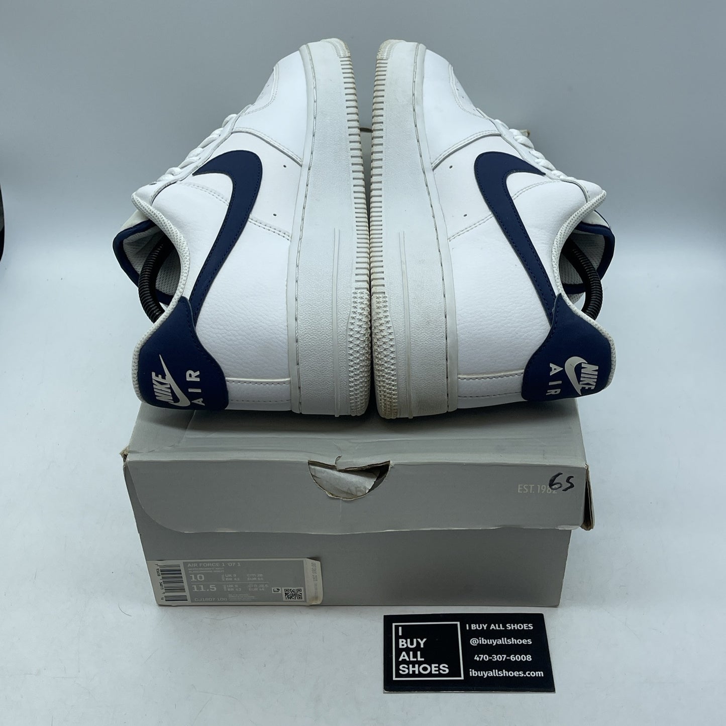 Size 10 - Nike Air Force 1 '07 Midnight Navy White Suede Leather (CJ1607-100)