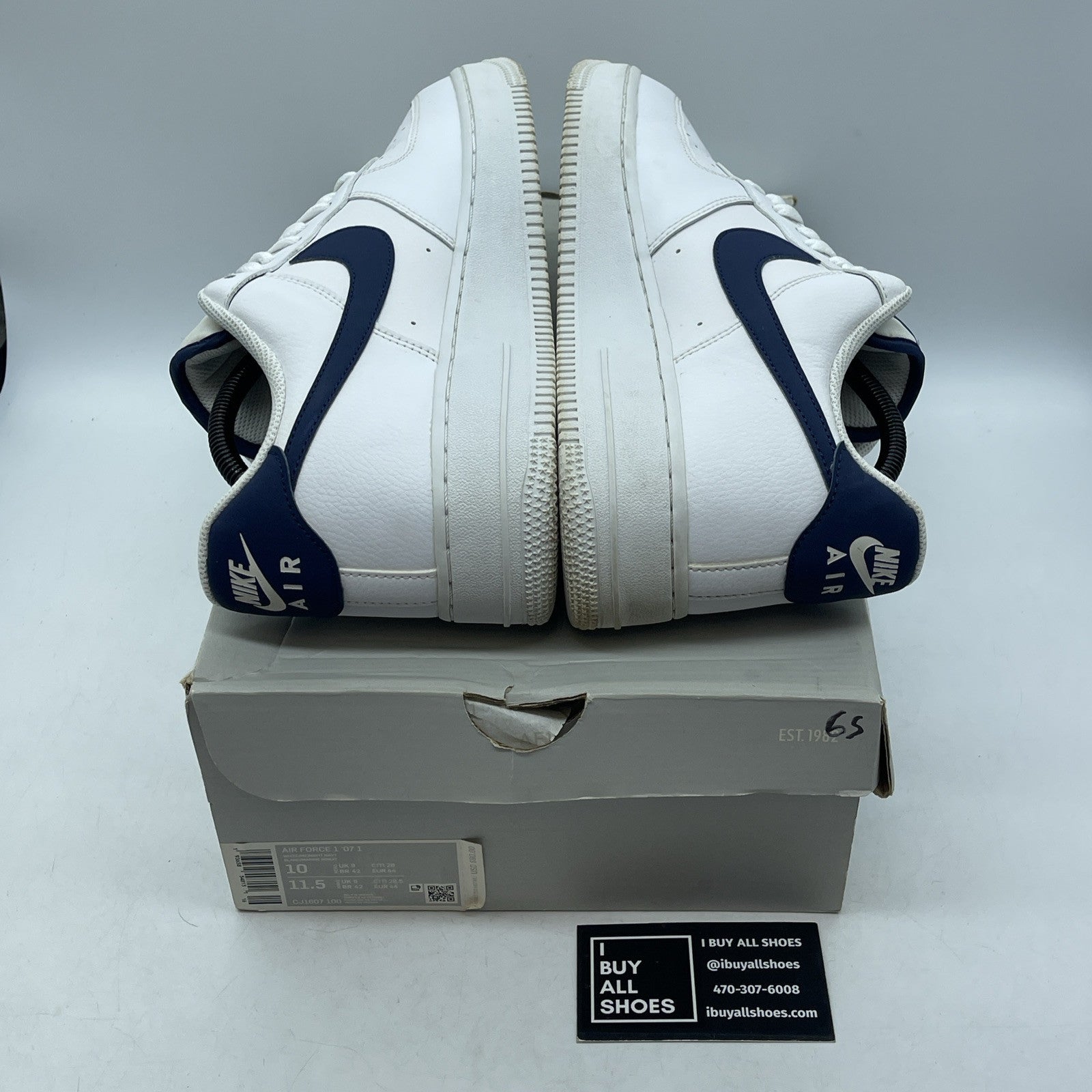 Size 10 - Nike Air Force 1 '07 Midnight Navy White Suede Leather (CJ1607-100)