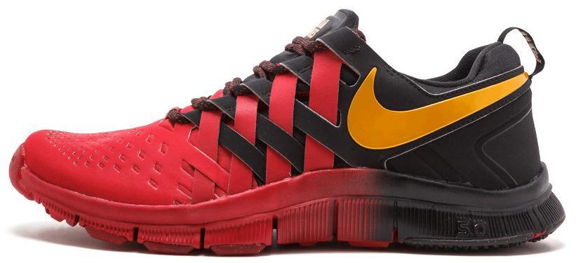 Size 10 - Nike Free Trainer 5.0 Team Jones Black Red Gold Suede (633805-607)