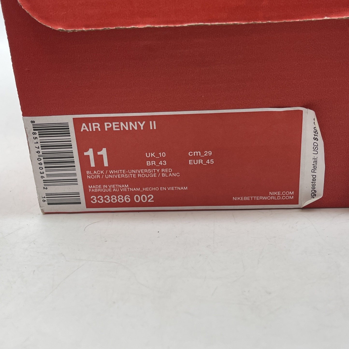 Size 11 - Nike Air Penny 2 2016 Miami Heat Black Suede (333886-002)