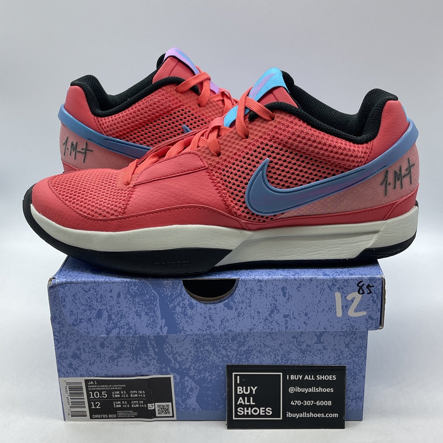 Size 10.5 - Nike Ja 1 Fuel Pink Blue Suede Leather (DR8785-800)