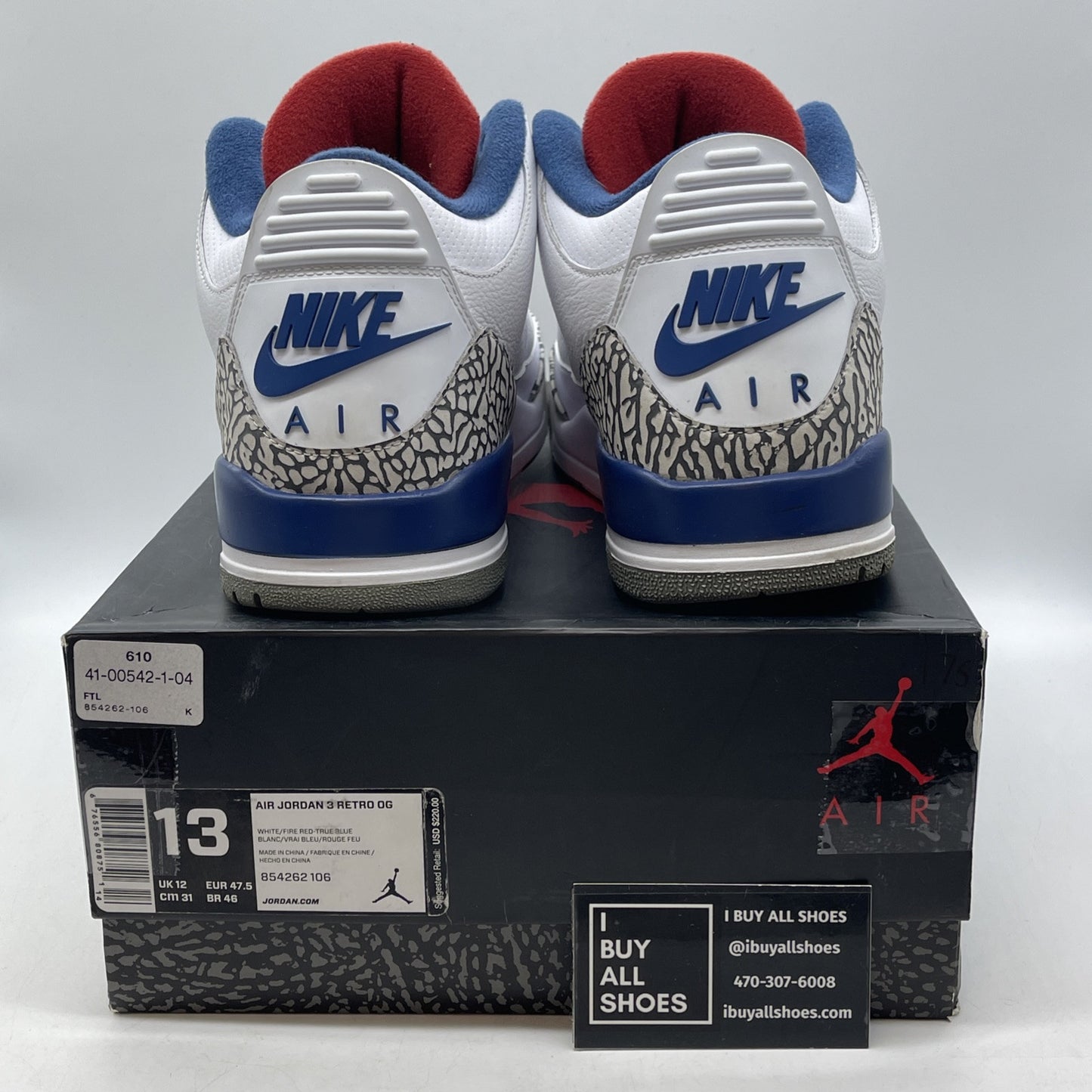 Size 13 - Jordan 3 Retro OG Mid True Blue White Grey Suede Leather (854262-106)