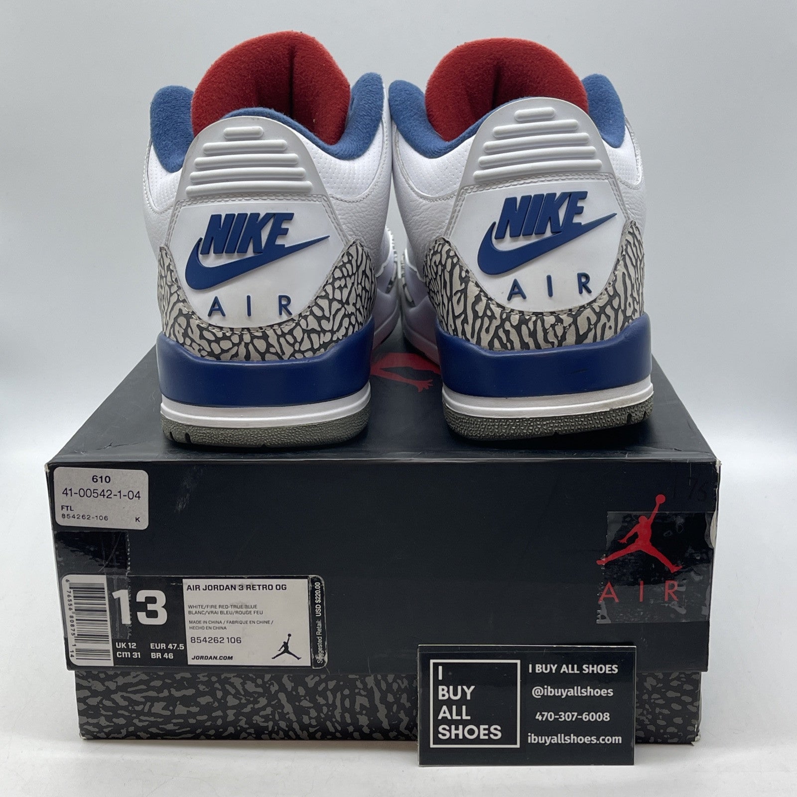 Size 13 - Jordan 3 Retro OG Mid True Blue White Grey Suede Leather (854262-106)