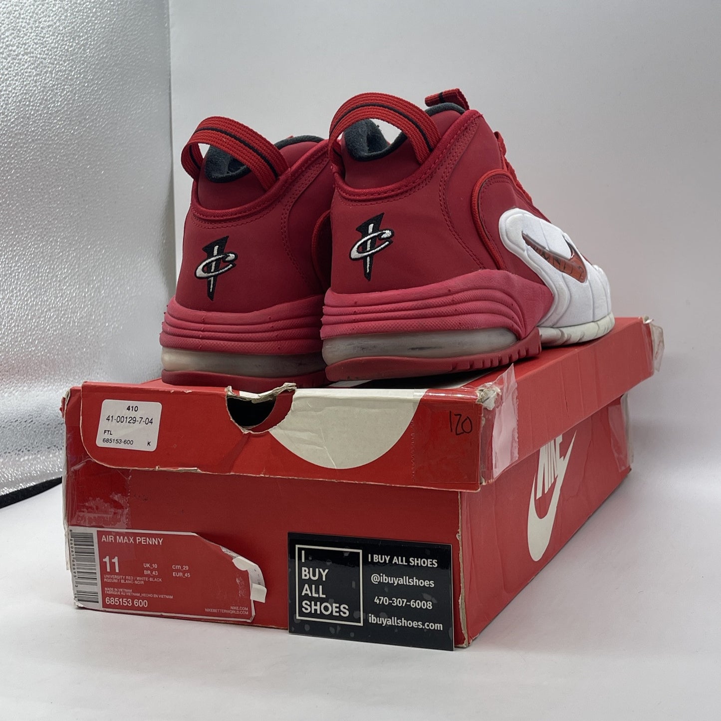 Size 11 - Nike Air Max Penny 1 University Red Black Suede (685153-600)