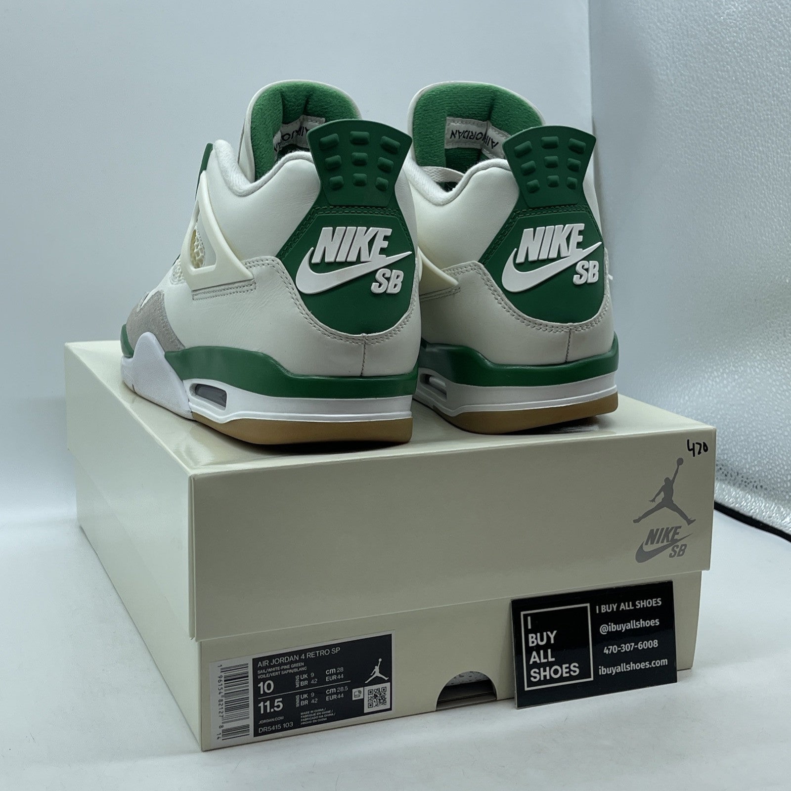 Size 10 - Jordan 4 Retro SP x Nike SB Mid Pine Green White Leather (DR5415-103)
