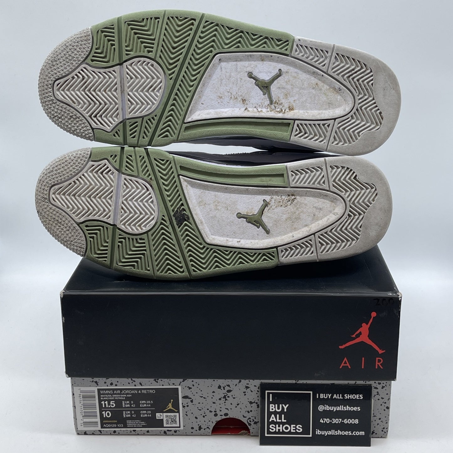 Size 11.5W - Jordan 4 Retro Mid Seafoam Green White Leather (AQ9129-103)