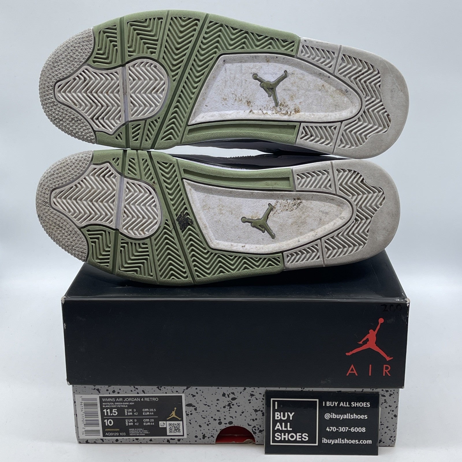 Size 11.5W - Jordan 4 Retro Mid Seafoam Green White Leather (AQ9129-103)