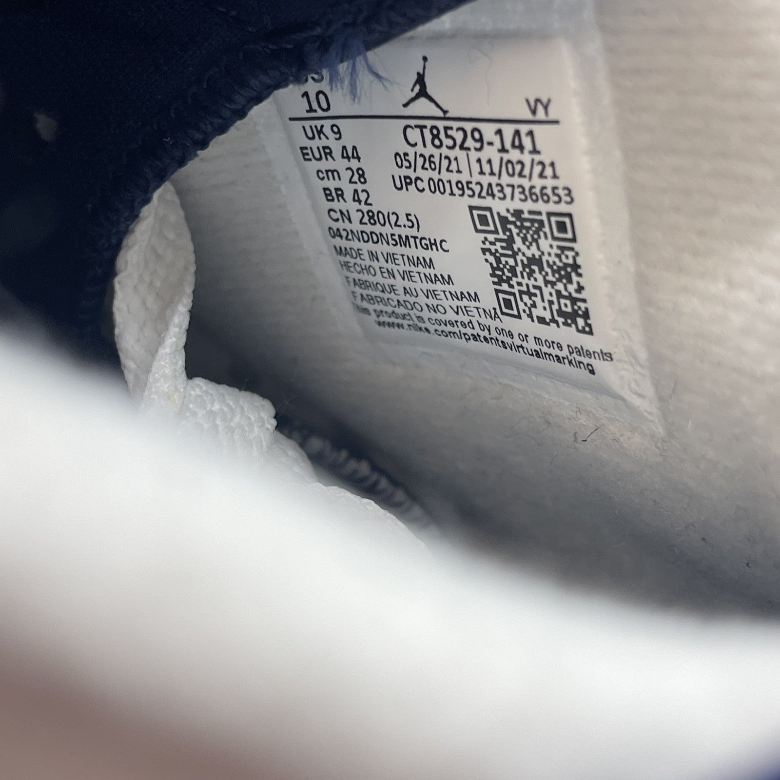 Size 10 - Jordan 6 Retro Midnight Navy White Leather Suede (CT8529-141)