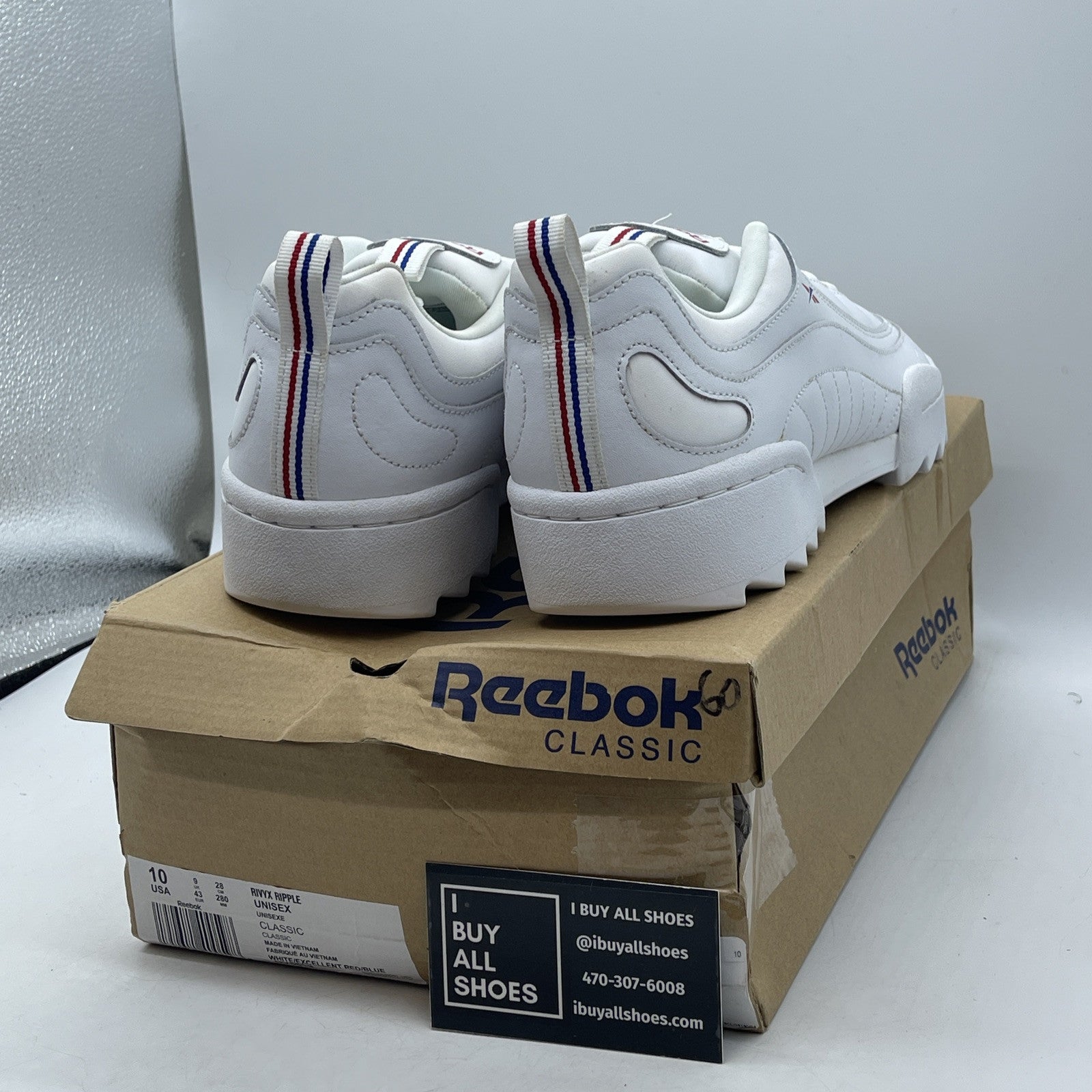 Size 10 - Reebok Mens Rivyx Ripple Sneakers White Leather Suede  (DV6619)