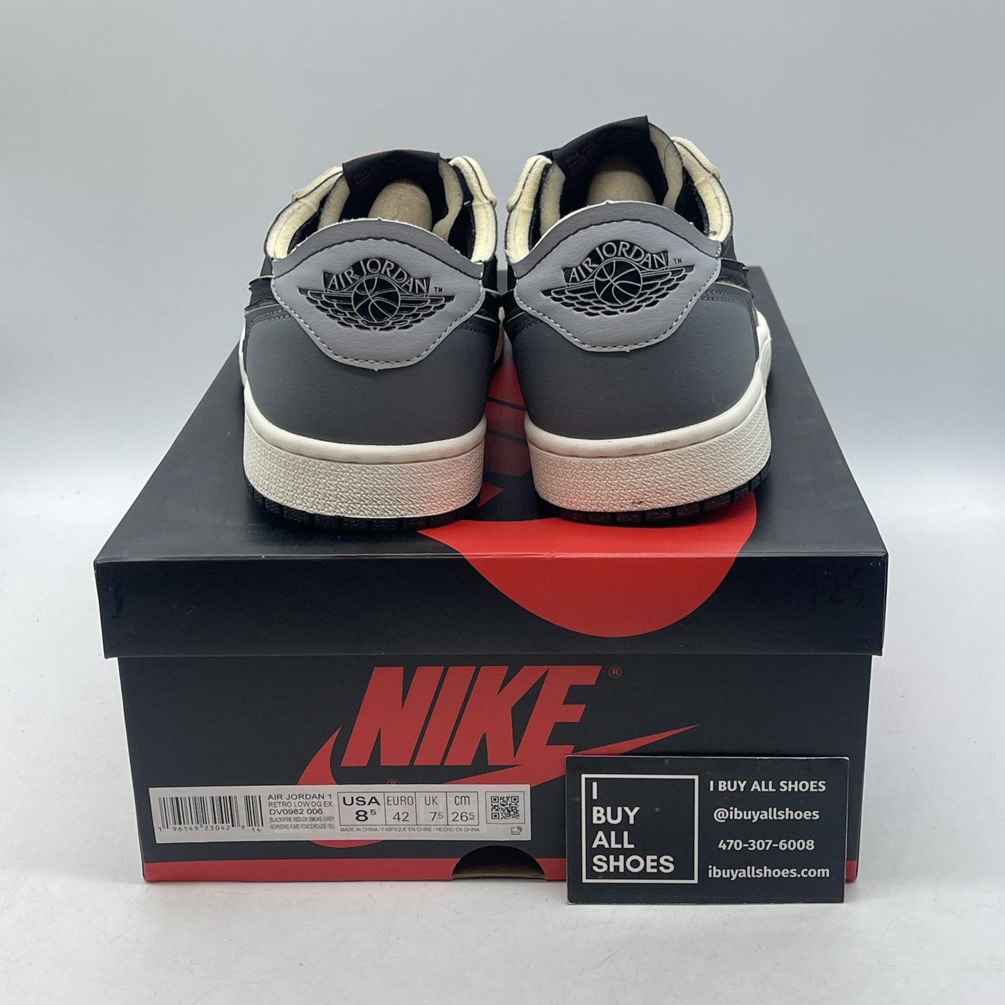 Size 8.5 - Jordan 1 Retro Low OG EX Dark Smoke Gray Suede (DV0982-006)
