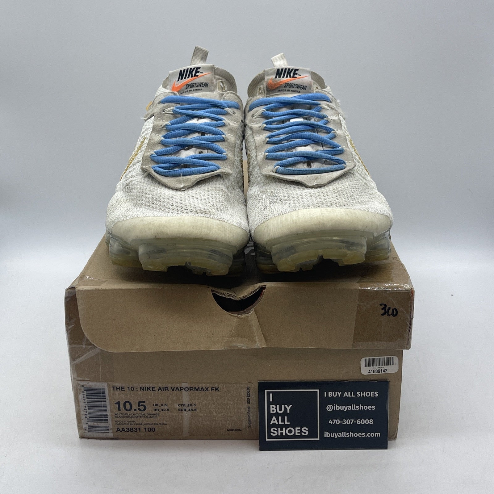 Size 10.5 - Nike Off-White x Air VaporMax Part 2 White Suede (AA3831-100)