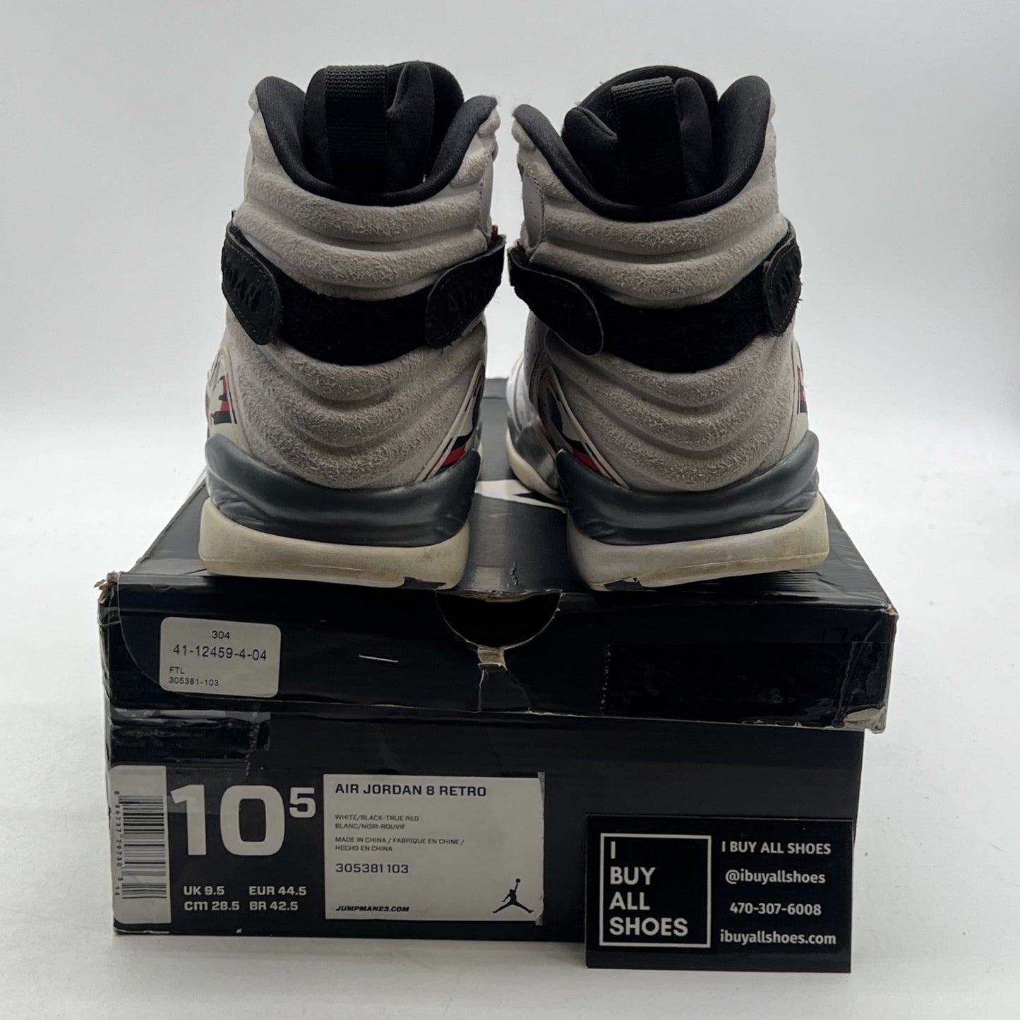 Size 10.5 - Air Jordan 8 Retro White 2013 (305381-103)