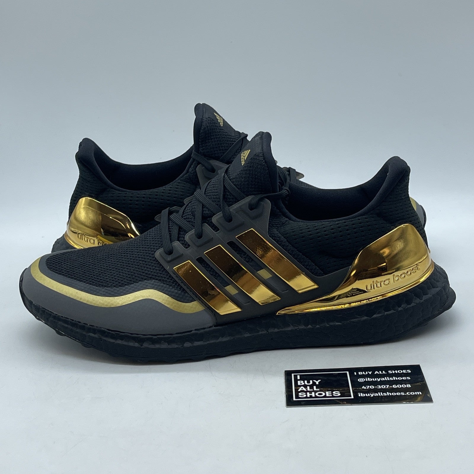 Size 10.5 - adidas UltraBoost Metallic Gold Black Suede (EG8102)