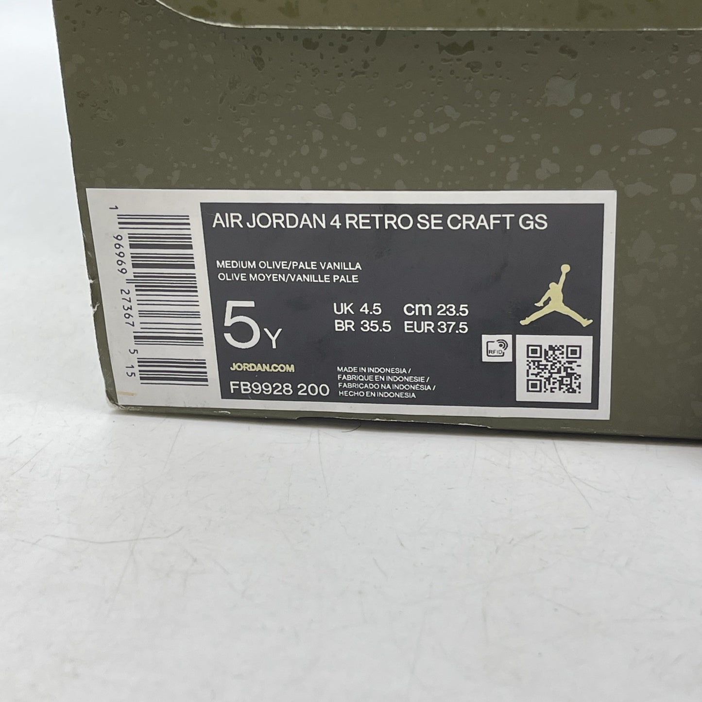 Size 5Y - Jordan 4 SE Retro Low Craft Olive Green Black Suede (FB9928-200)
