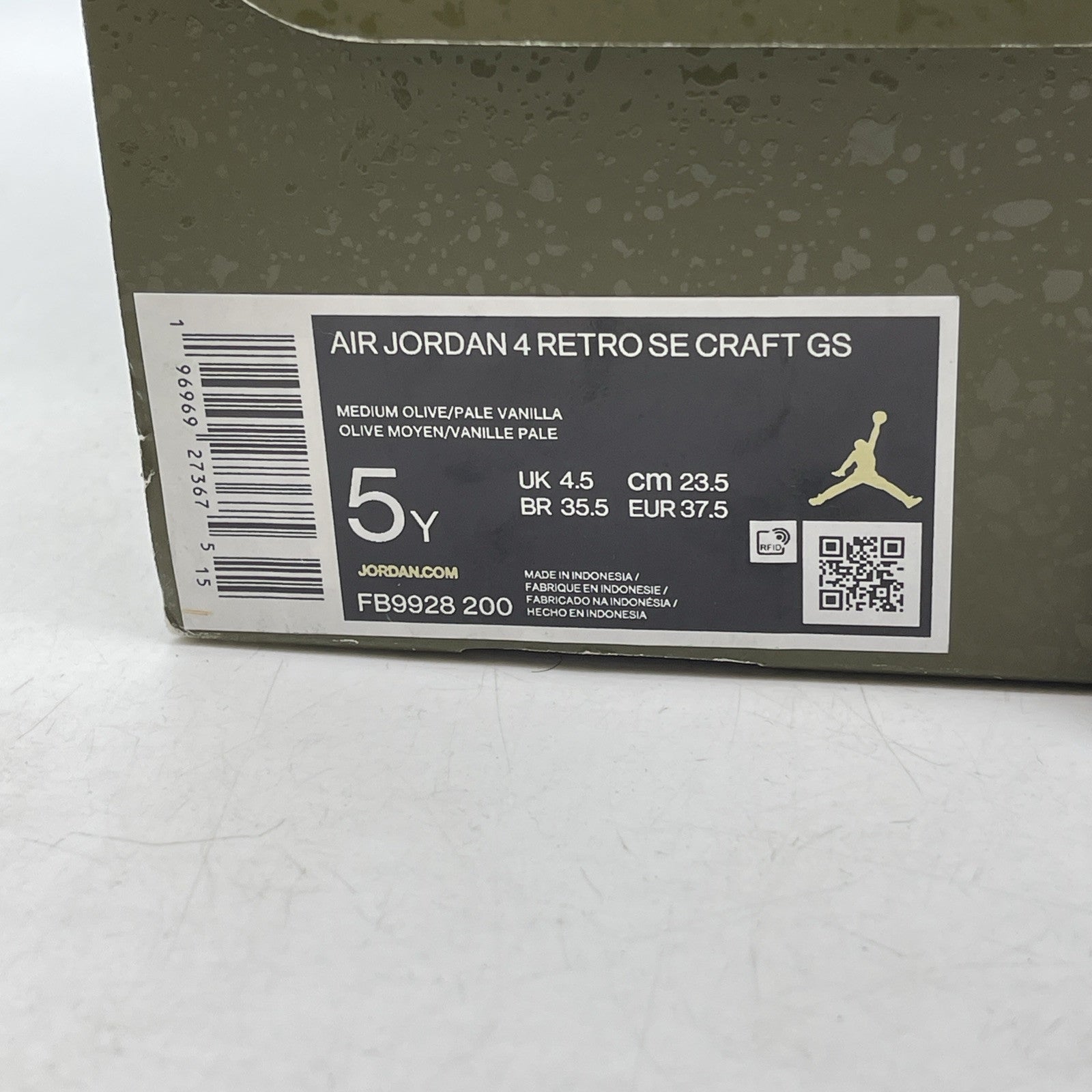 Size 5Y - Jordan 4 SE Retro Low Craft Olive Green Black Suede (FB9928-200)