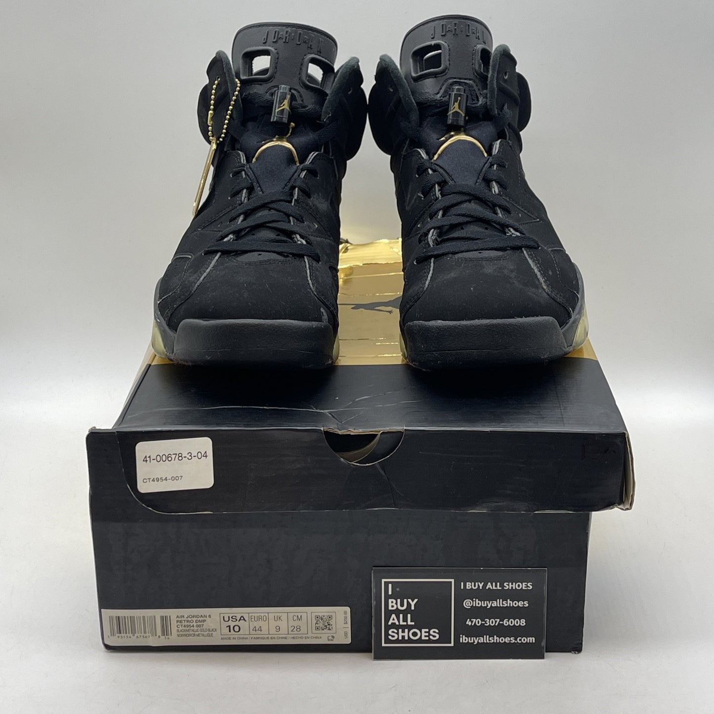 Size 10 - Jordan 6 Retro Defining Moments 2020 Black Gold Suede (CT4954-007)