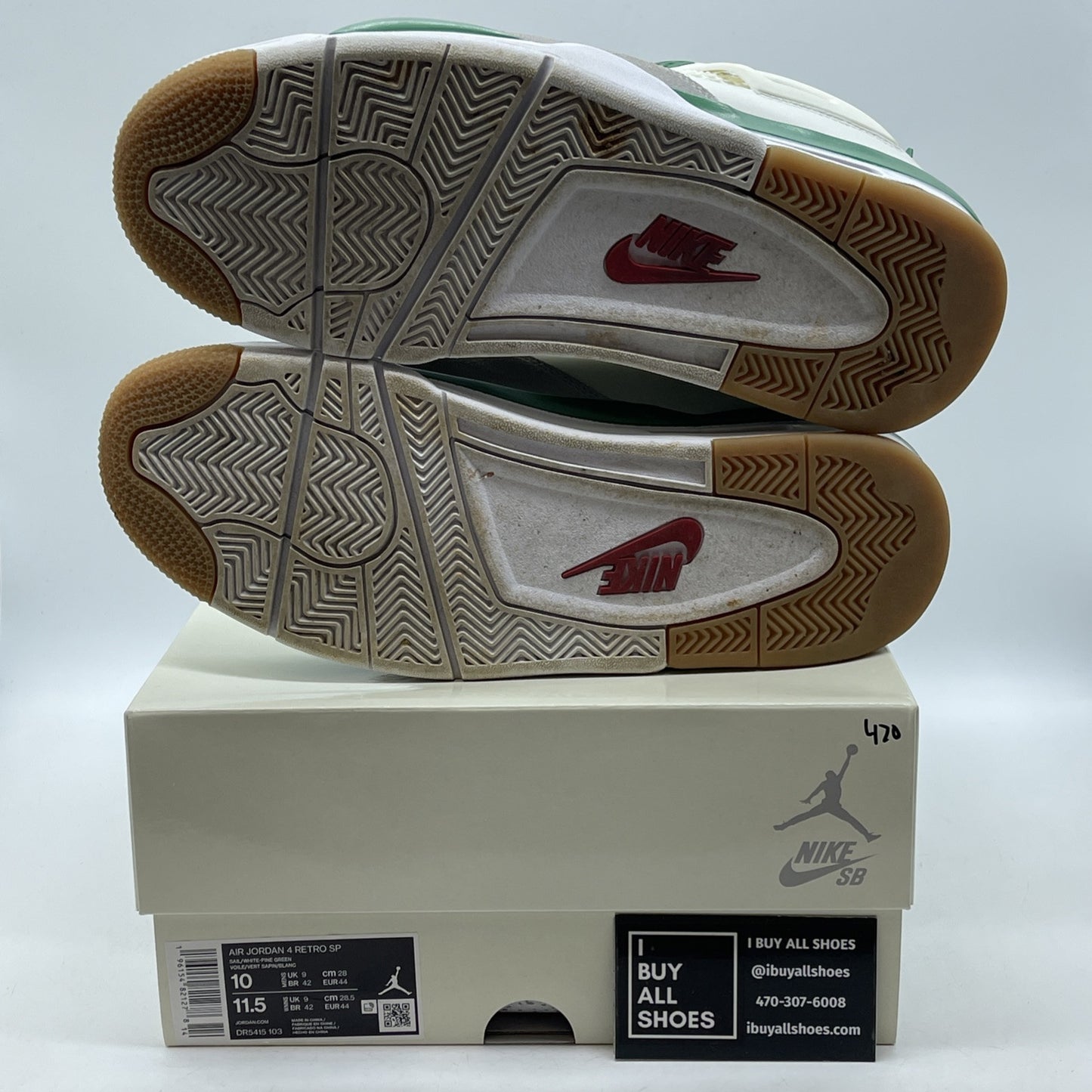Size 10 - Jordan 4 Retro SP x Nike SB Mid Pine Green White Leather (DR5415-103)