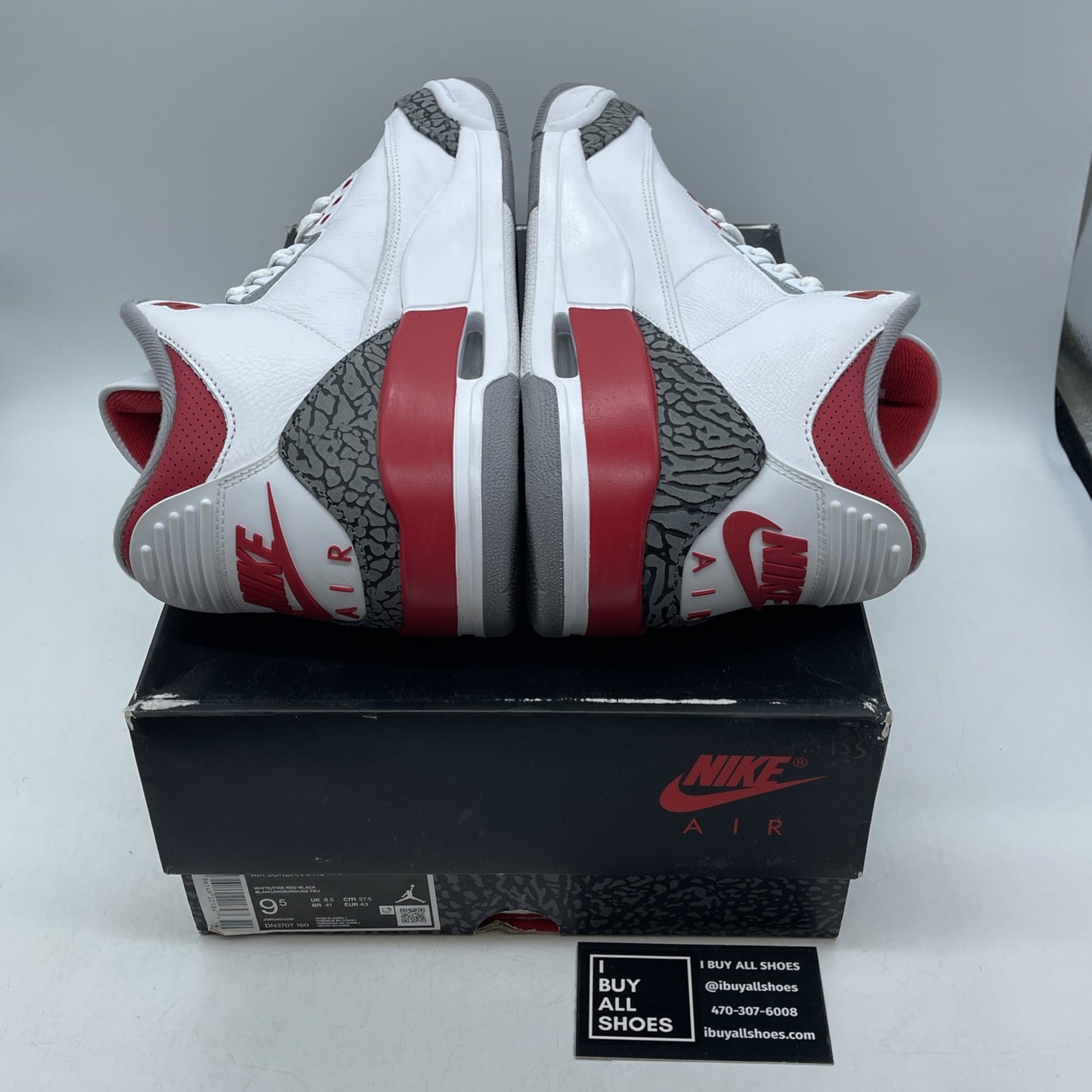 Size 9.5 - Jordan 3 Retro Mid Fire Red White Grey Suede Leather (DN3707-160)