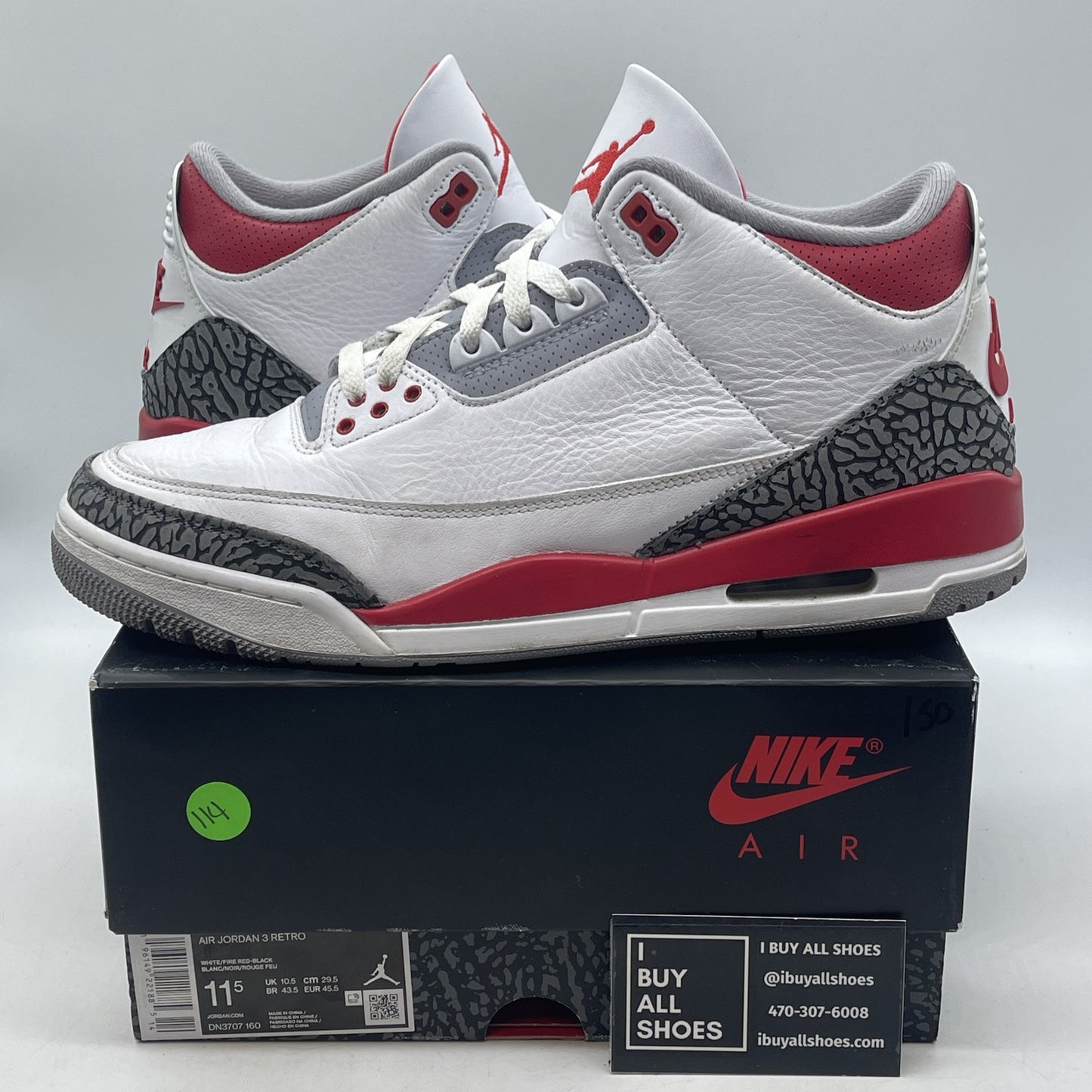 Size 11.5 - Jordan 3 Retro Mid Fire Red White Grey Suede Leather (DN3707-160)