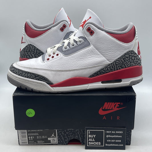 Size 11.5 - Jordan 3 Retro Mid Fire Red White Grey Suede Leather (DN3707-160)