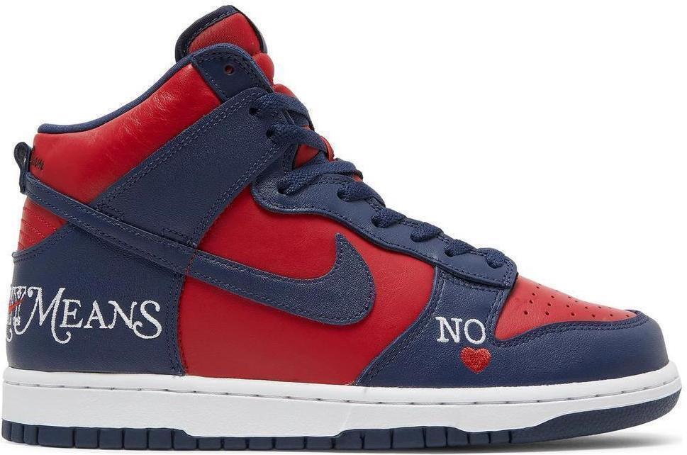 Size 9.5 - Supreme x Nike Dunk SB High By Any Means - Red Navy (DN3741-600)