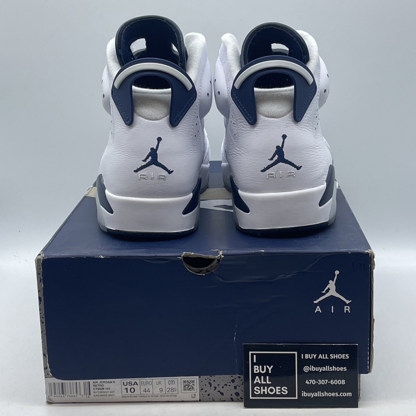 Size 10 - Jordan 6 Retro Midnight Navy White Leather Suede (CT8529-141)