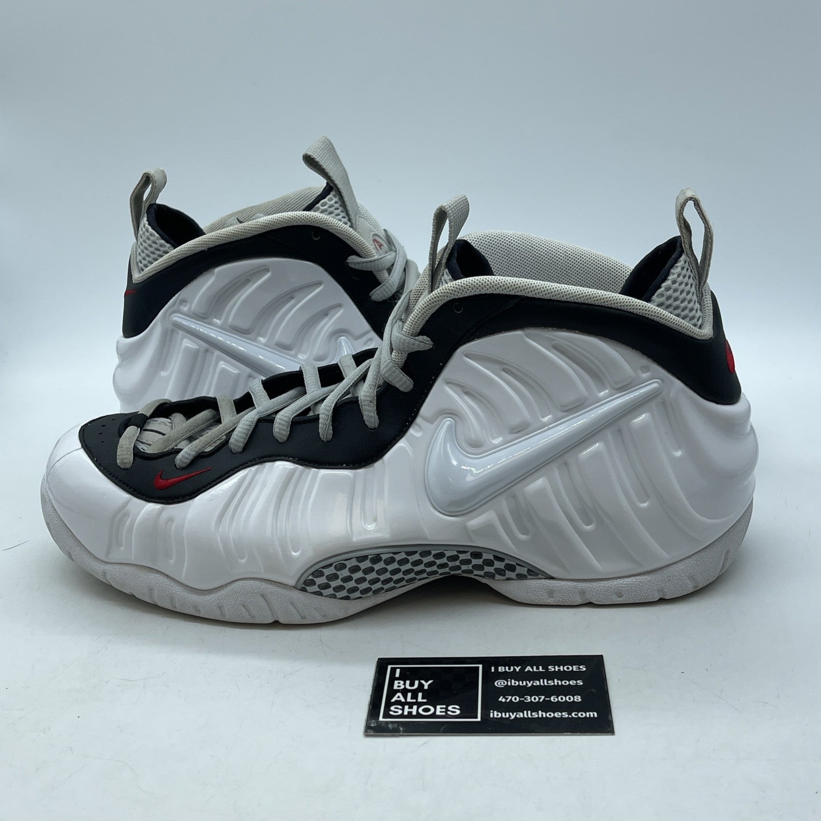 Size 12 - Nike Air Foamposite Pro Chrome White Black Red Suede (624041-103)
