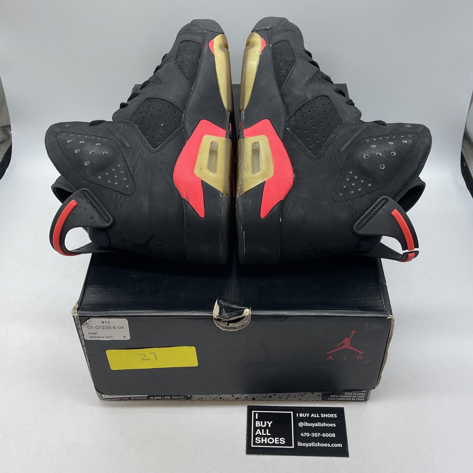 Size 10 - Jordan 6 Retro Infrared Black Pink Suede (384664-023)