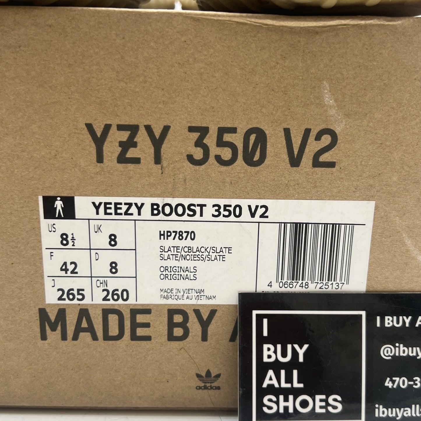 Size 8.5 - Adidas Yeezy Boost 350 V2 Low Slate (HP7870)