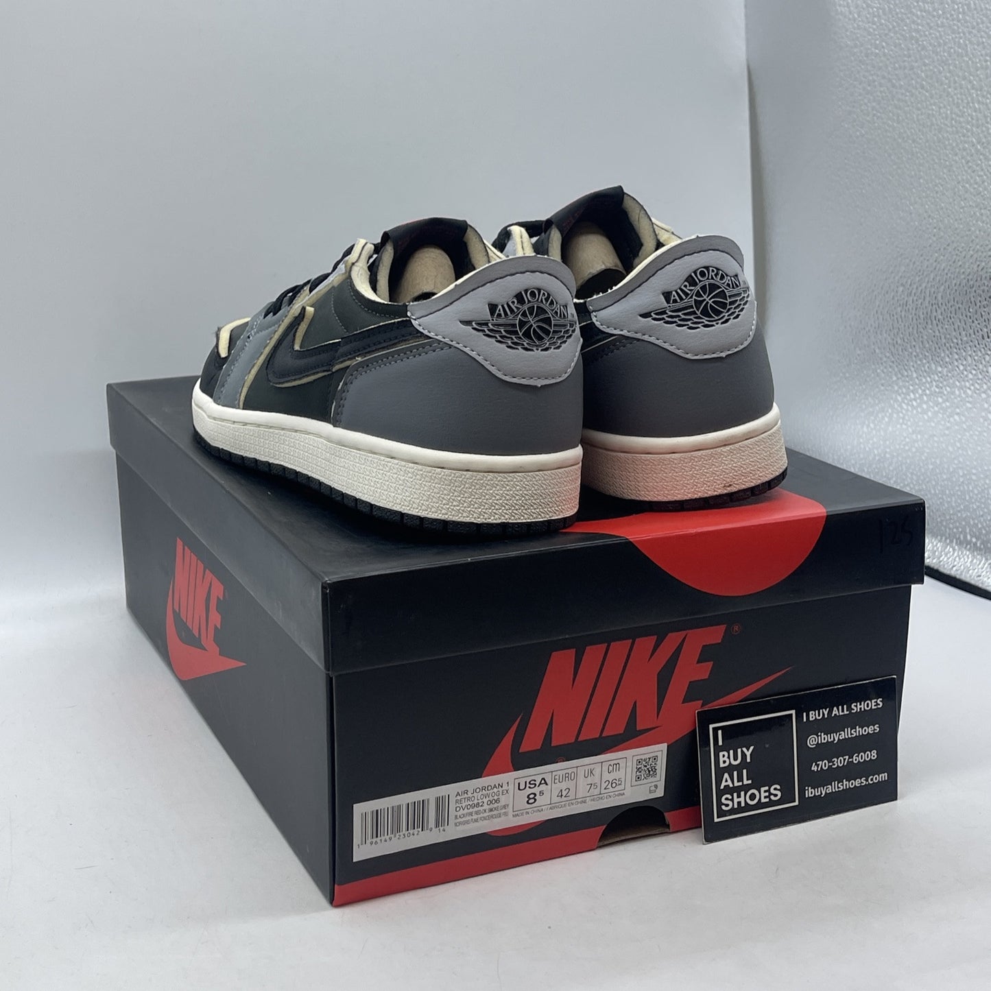 Size 8.5 - Jordan 1 Retro Low OG EX Dark Smoke Gray Suede (DV0982-006)