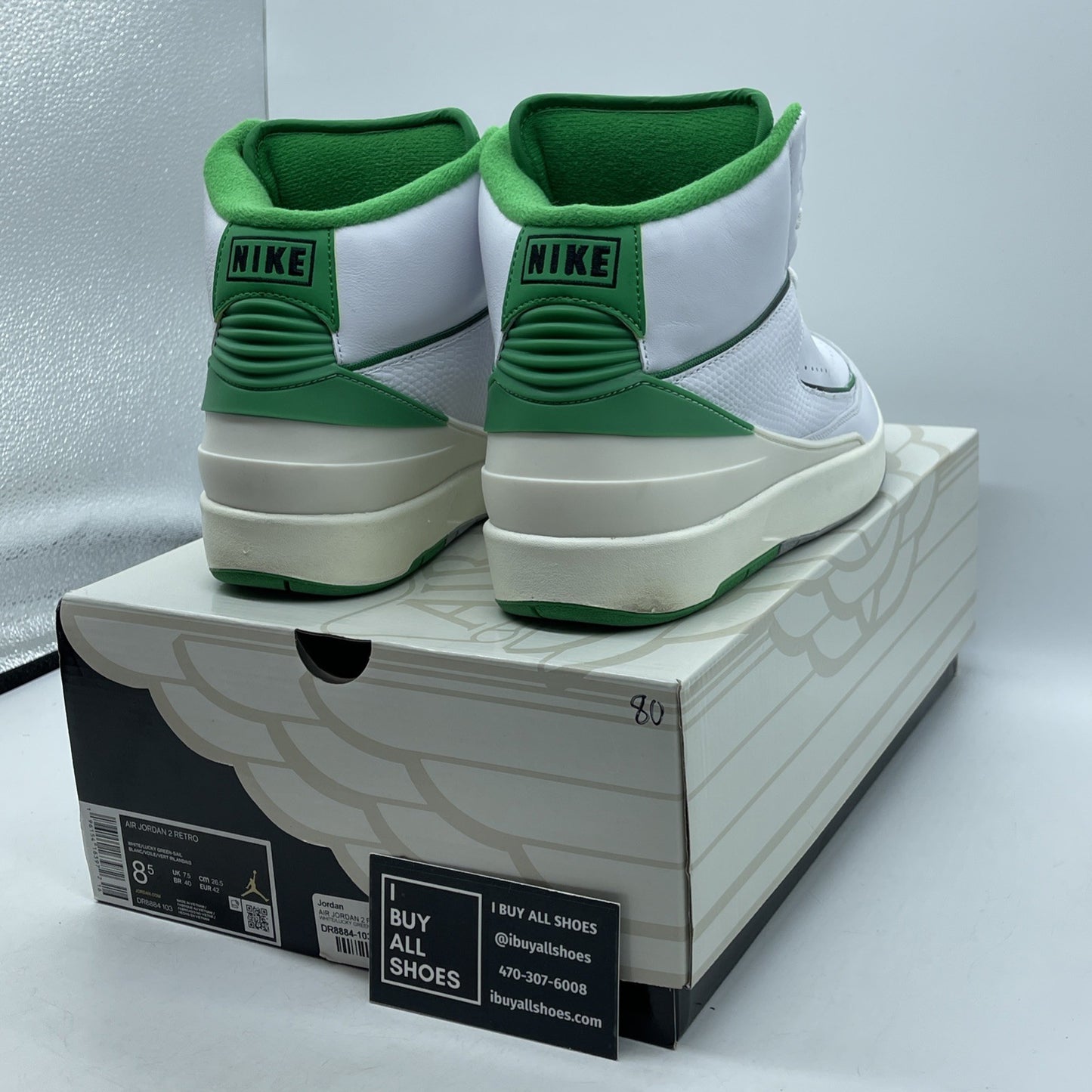 Size 8.5 - Jordan 2 Retro Lucky Green White Leather (DR8884-103)