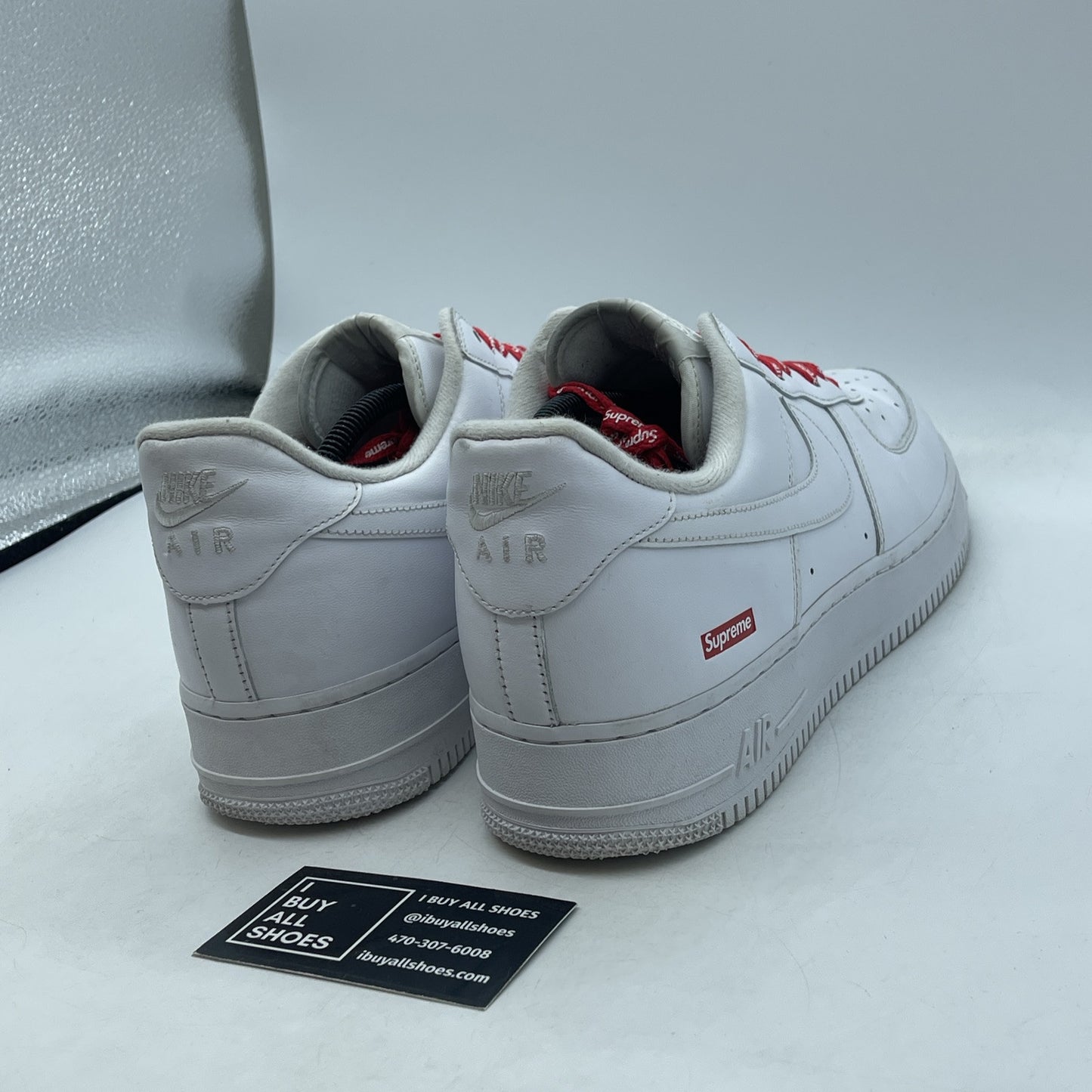 Size 12 - Nike Air Force 1 x Supreme Low Box Logo - White Leather (CU9225-100)