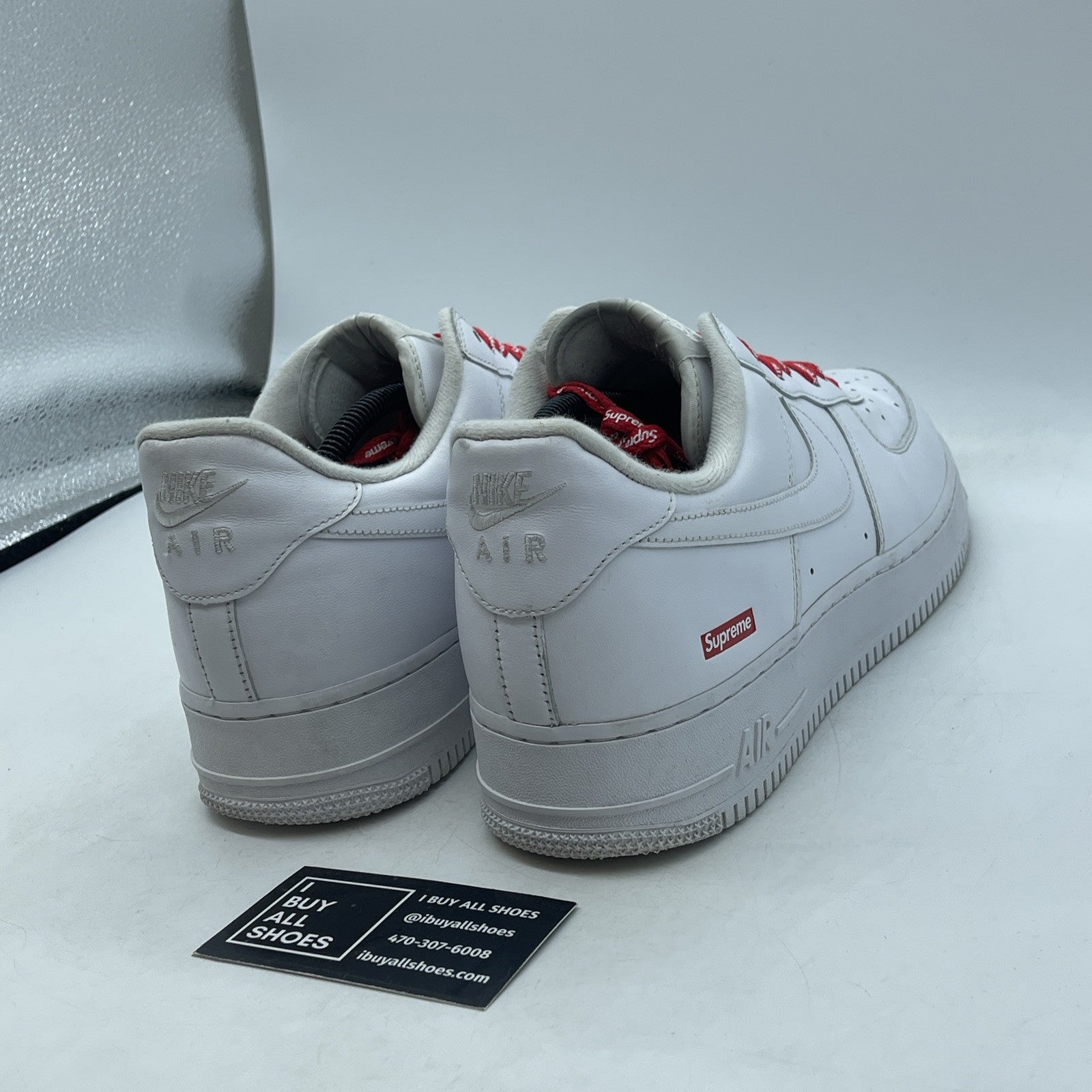 Size 12 - Nike Air Force 1 x Supreme Low Box Logo - White Leather (CU9225-100)