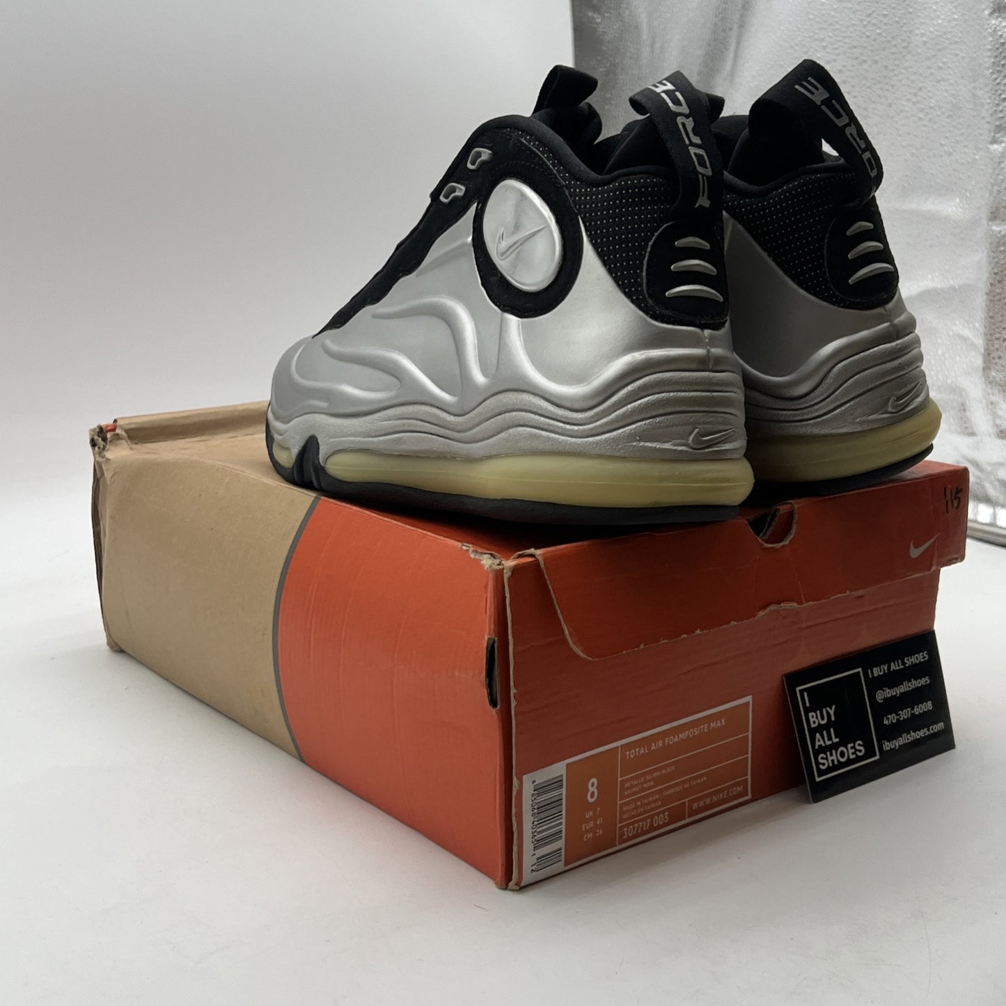 Size 8 - Nike Total Air Foamposite Max Silver 1998 OG Tim Duncan (307717-003)