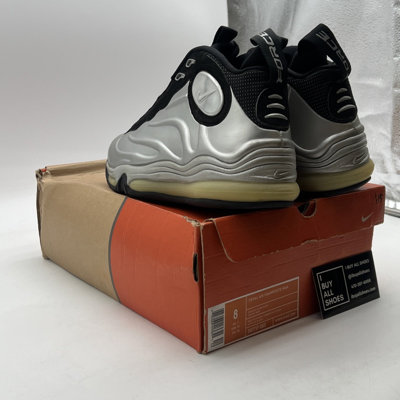Size 8 - Nike Total Air Foamposite Max Silver 1998 OG Tim Duncan (307717-003)