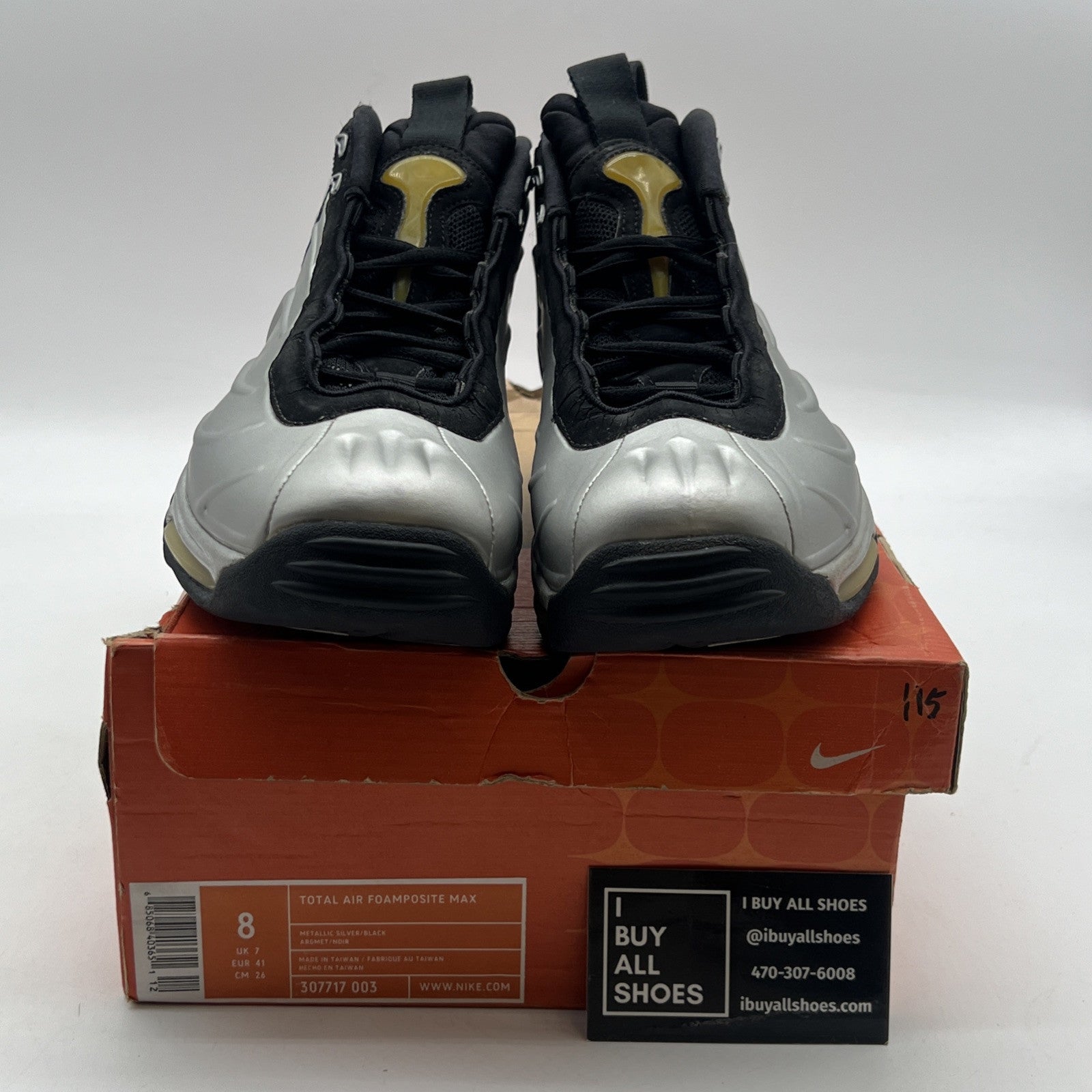 Size 8 - Nike Total Air Foamposite Max Silver 1998 OG Tim Duncan (307717-003)