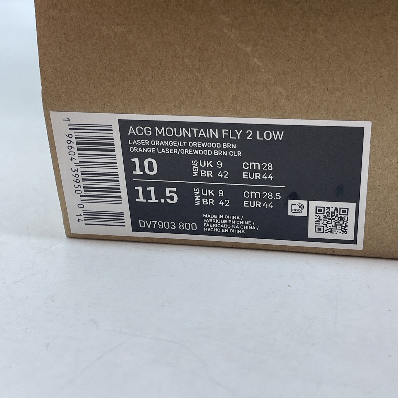 Size 10 - Nike ACG Mountain Fly 2 Low Laser Orange White Suede (DV7903-800)