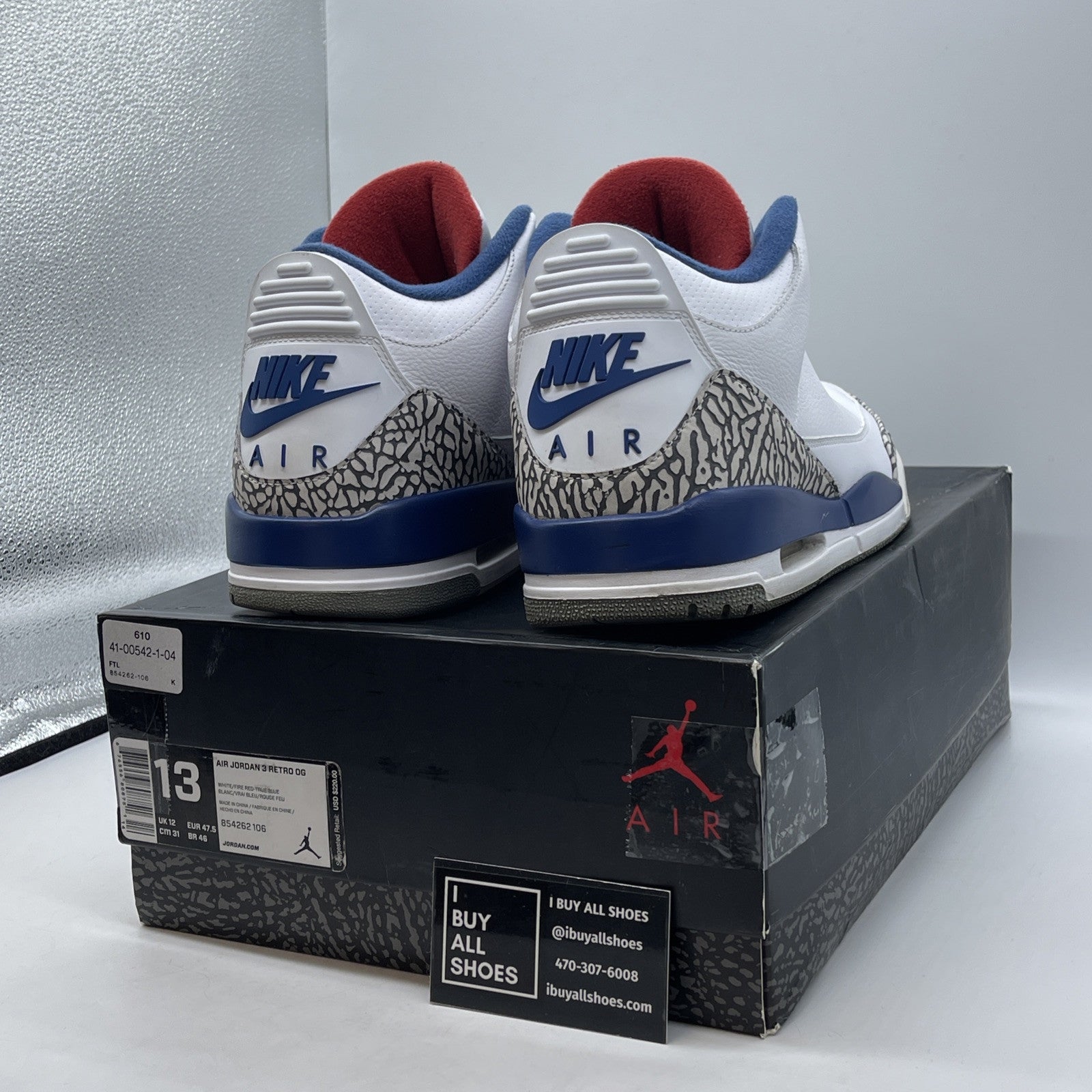 Size 13 - Jordan 3 Retro OG Mid True Blue White Grey Suede Leather (854262-106)
