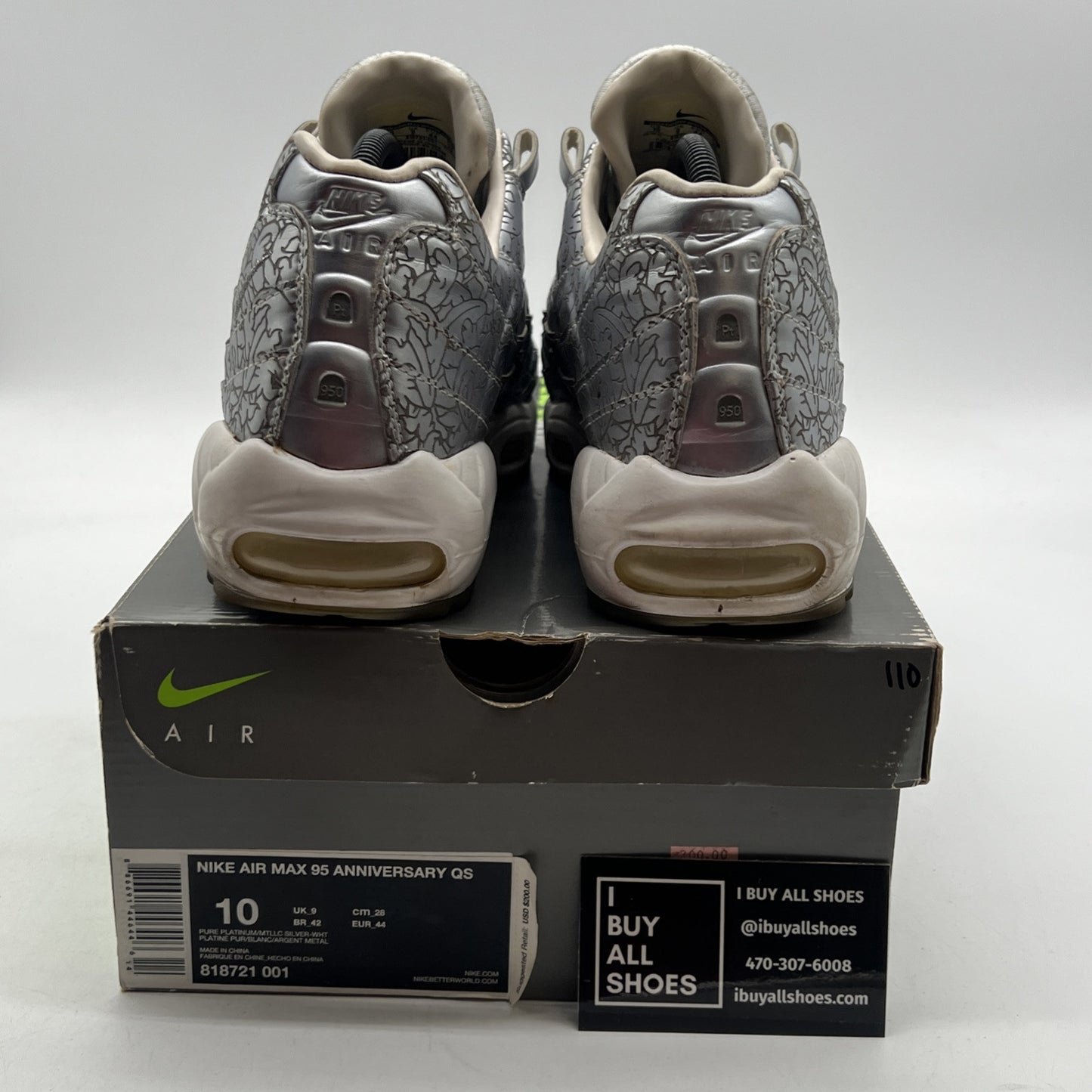 Size 10 - Nike Air Max 95 20th Anniversary Pure Platinum (818721-001)