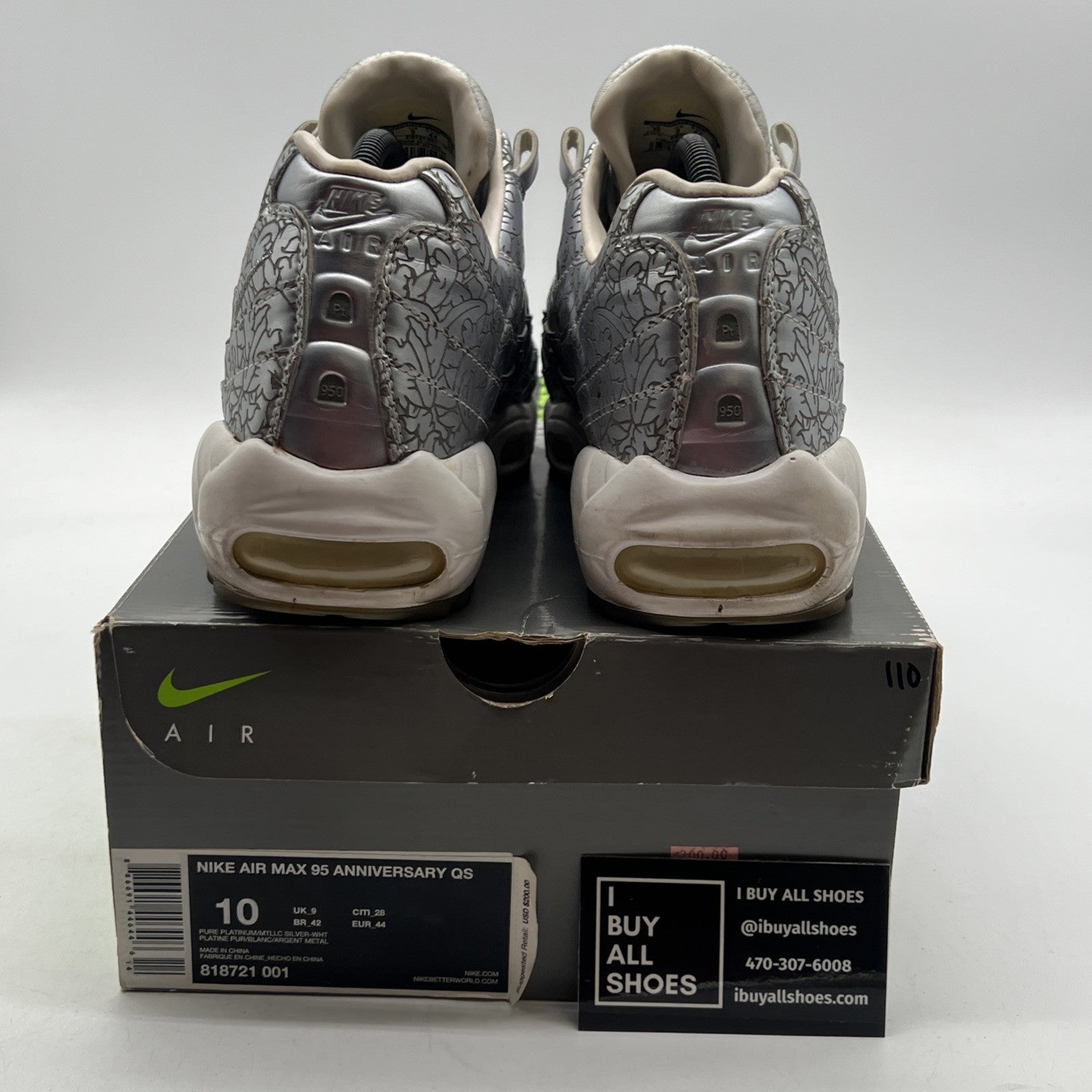 Size 10 - Nike Air Max 95 20th Anniversary Pure Platinum (818721-001)