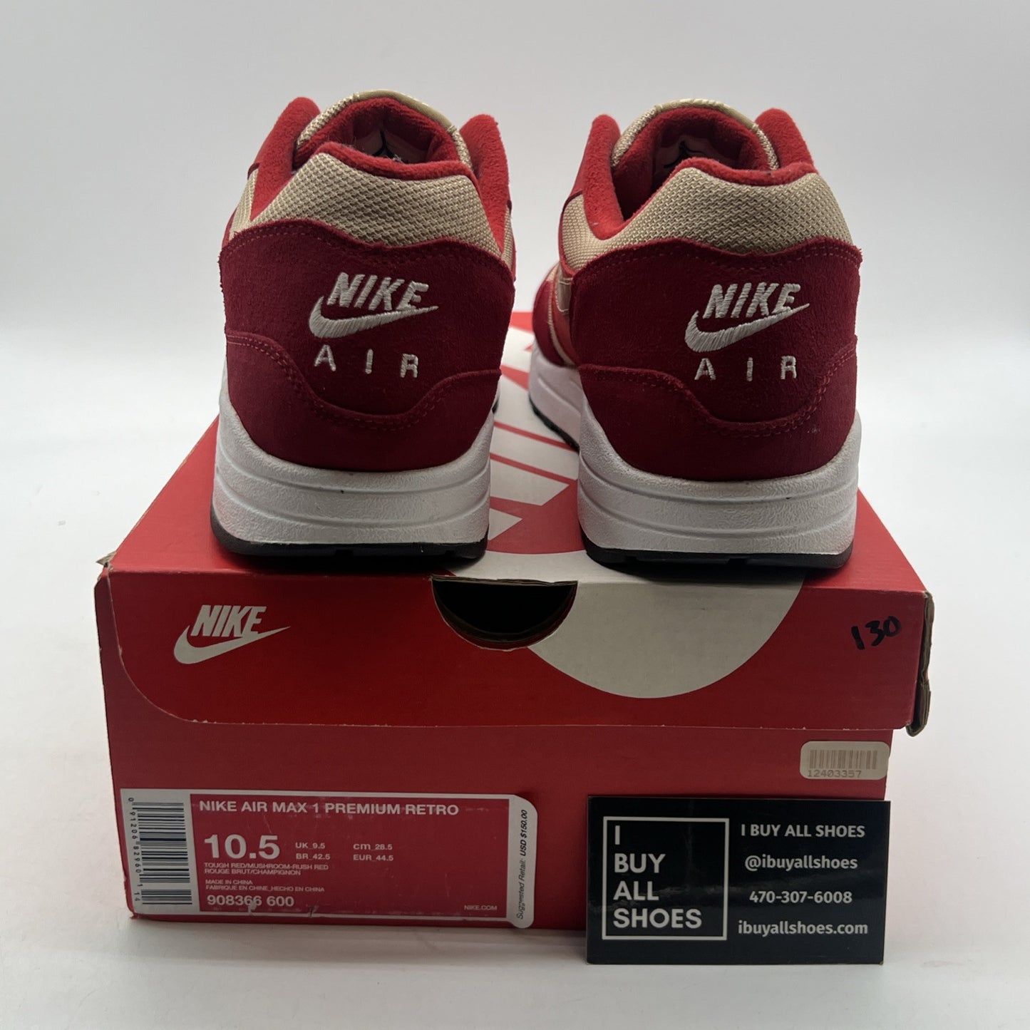 Size 10.5 - Nike Air Max 1 Premium Retro Red Curry (908366-600)