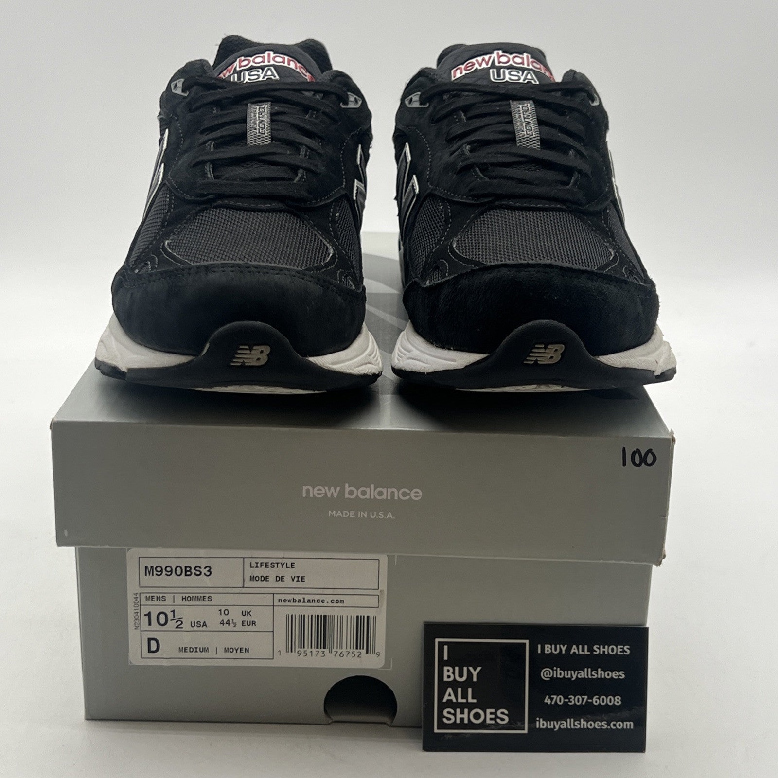 Size 10.5 - New Balance 990v3 Black And Silver (M990BS3)