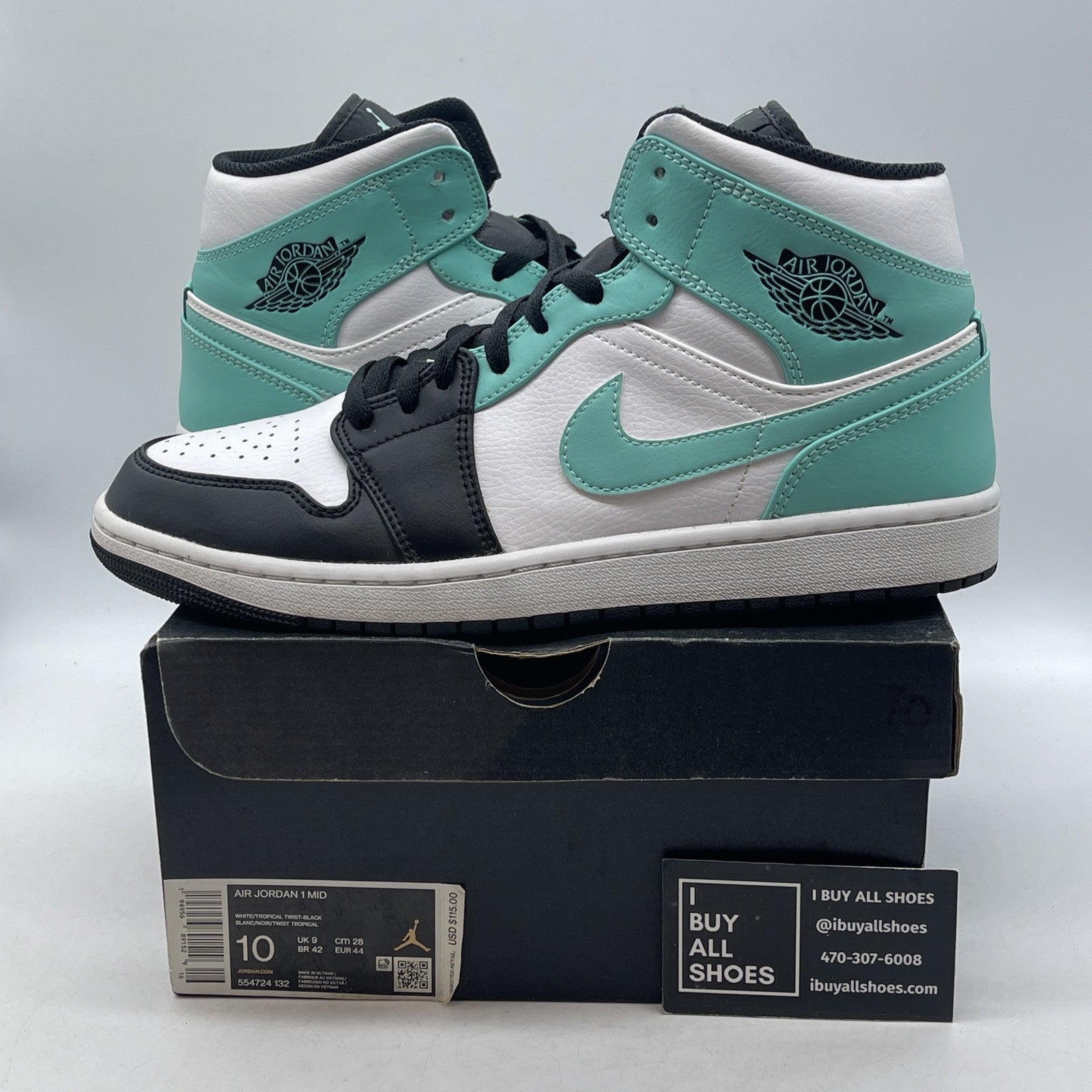 Size 10 - Air Jordan 1 Mid Tropical Twist Blue White Leather (554724-132)