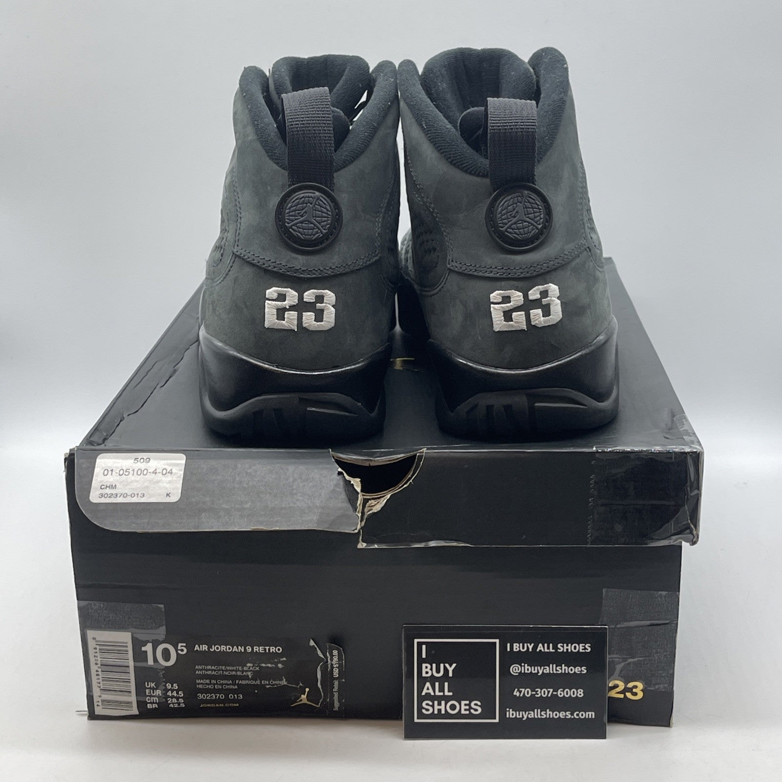 Size 10.5 - Air Jordan 9 Retro Anthracite Grey White Black Suede (302370-013)