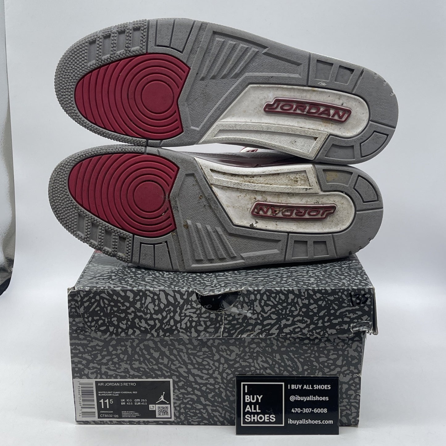 Size 11.5 - Jordan 3 Retro Mid Cardinal Red White Grey Suede (CT8532-126)