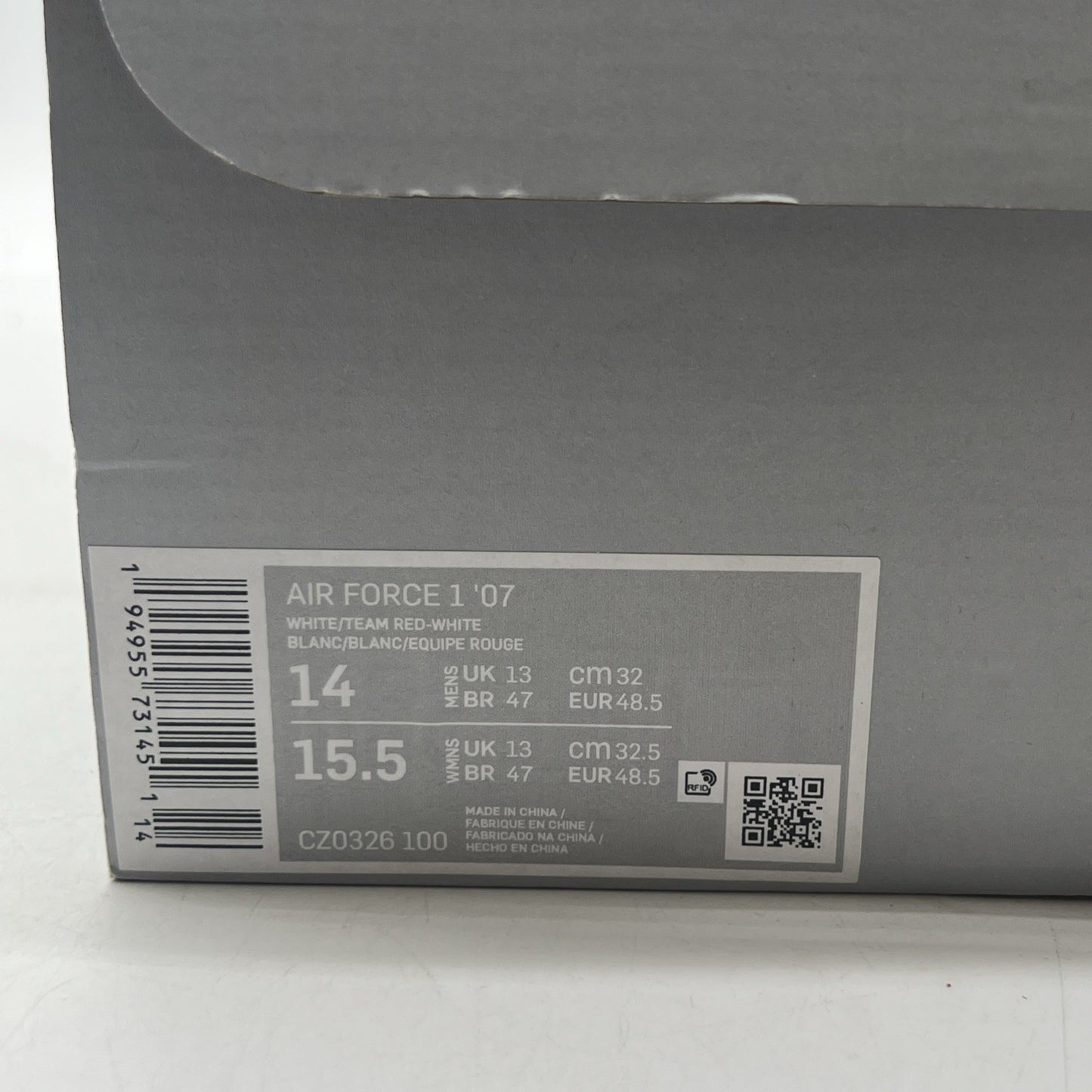 Size 14 - Nike Air Force 1 Low White Team Red (CZ0326-100)
