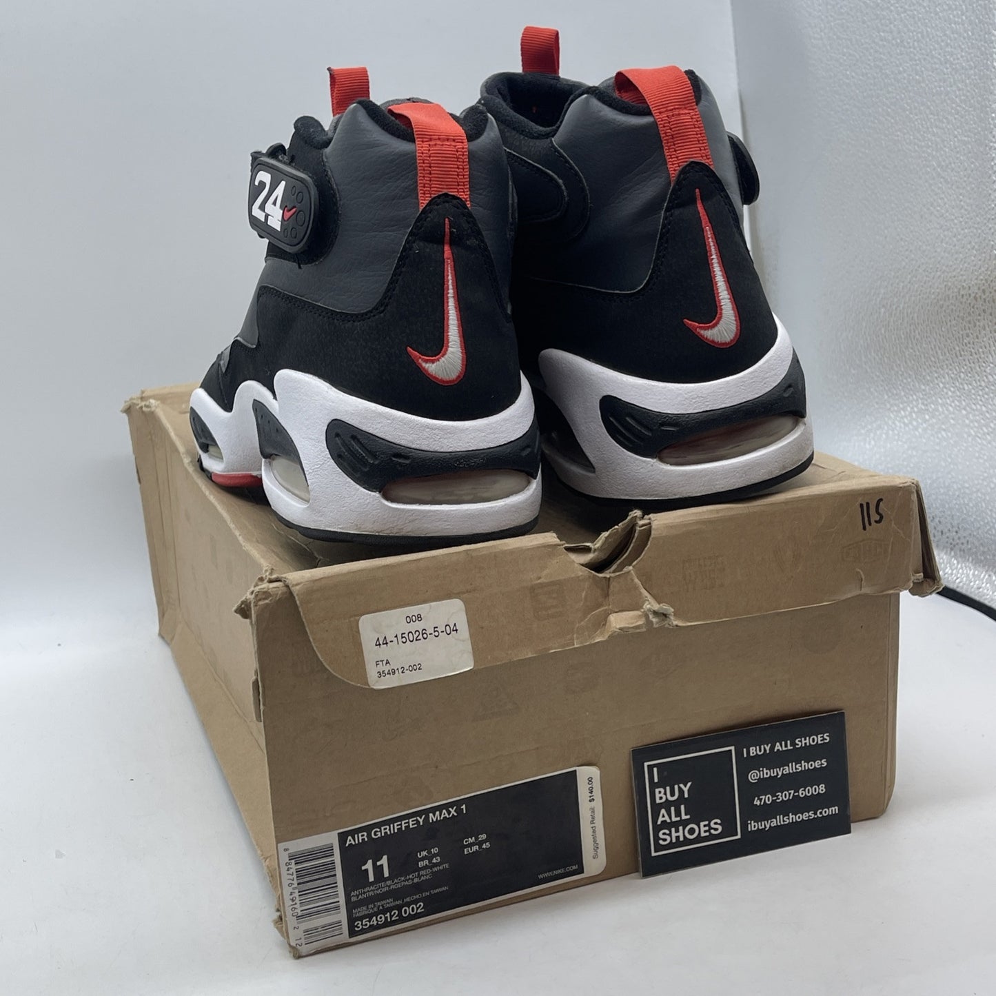 Size 11 - Nike Air Griffey Max 1 Anthracite Black Suede Leather (354912-002)
